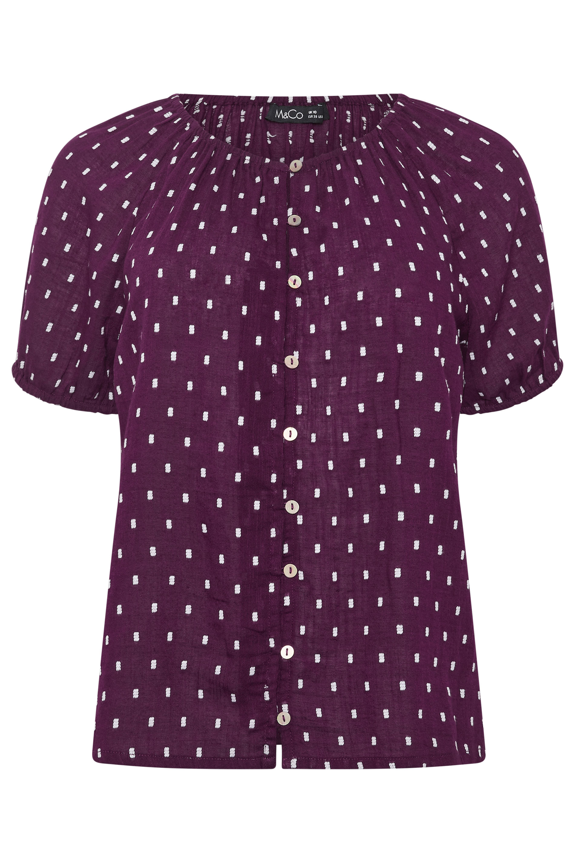 M&Co Berry Purple Dobby Short Sleeve Blouse | M&Co 5