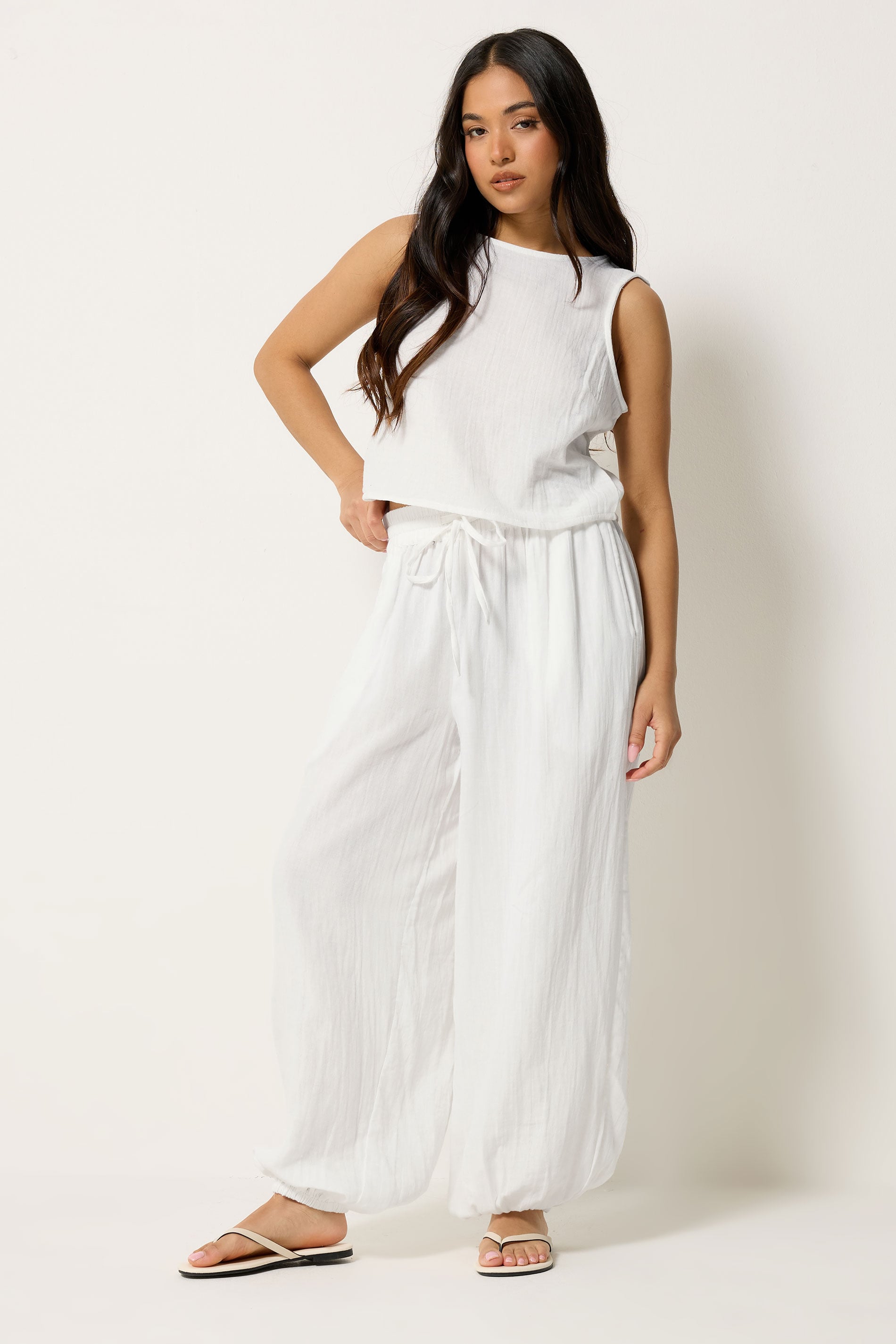 PixieGirl Petite Women's White Cotton Cheesecloth Top | PixieGirl 1