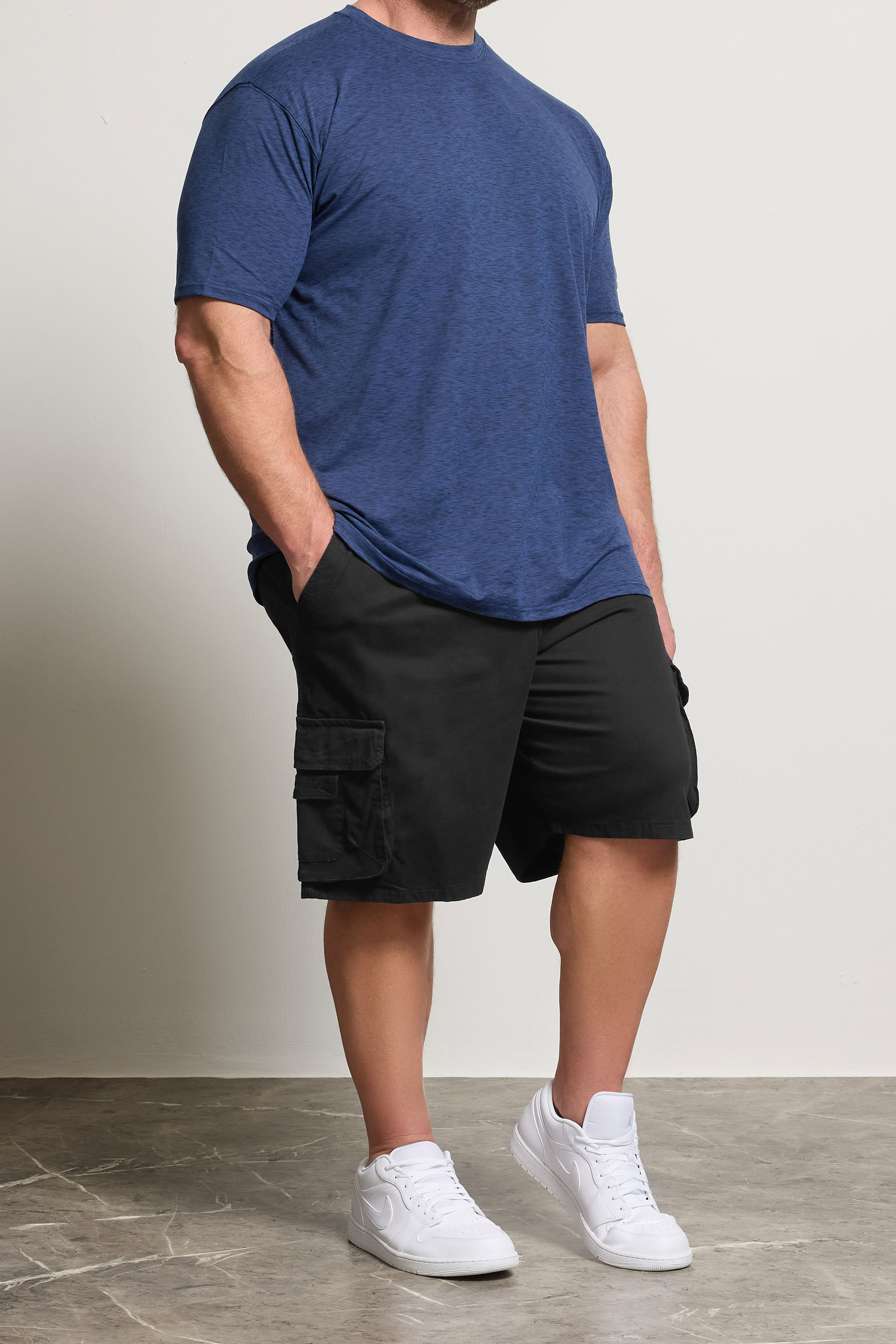 KAM Big & Tall Black Elastic Waist Cargo Shorts | BadRhino 3