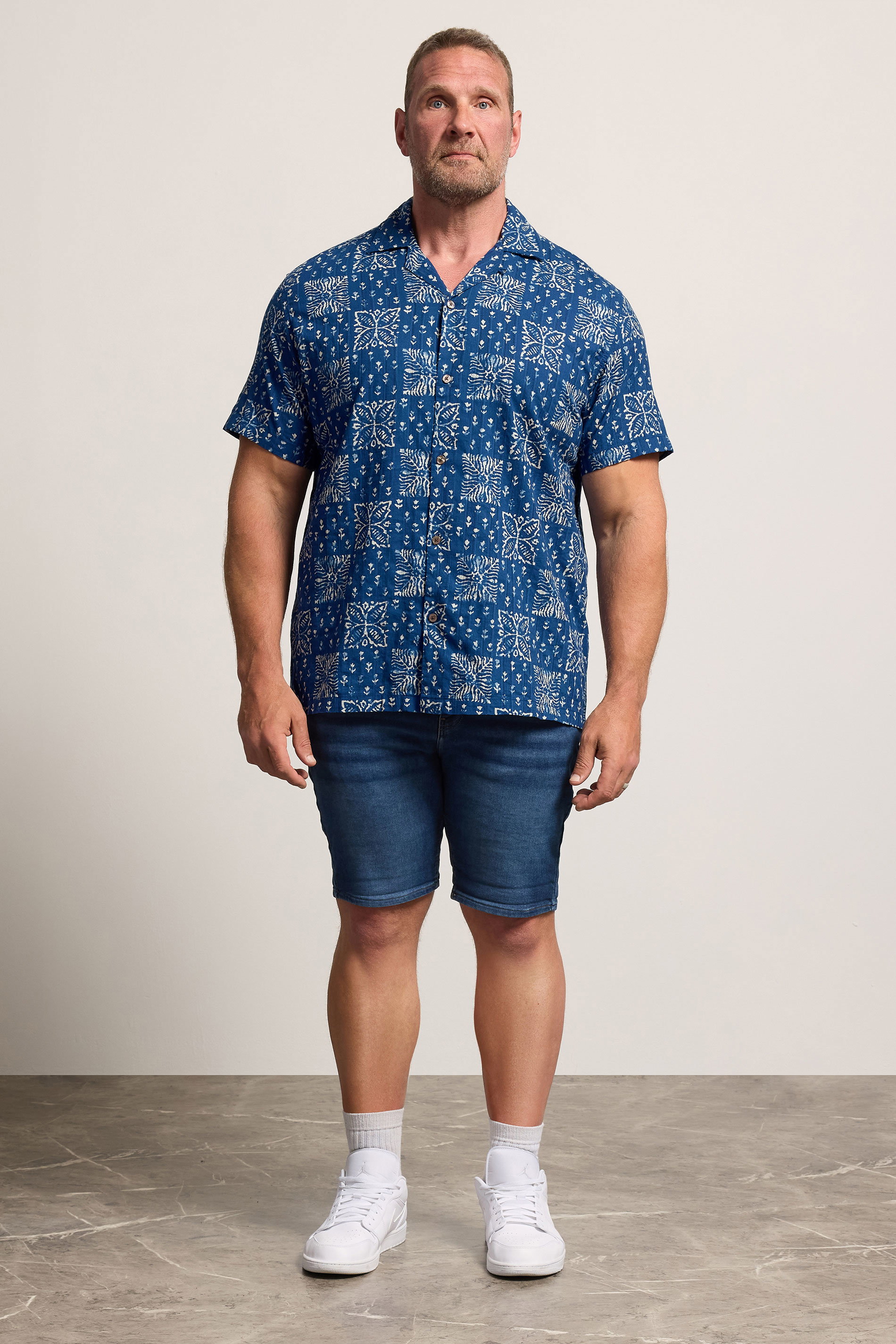JACK & JONES Big & Tall Navy Blue Resort Shirt | BadRhino 1