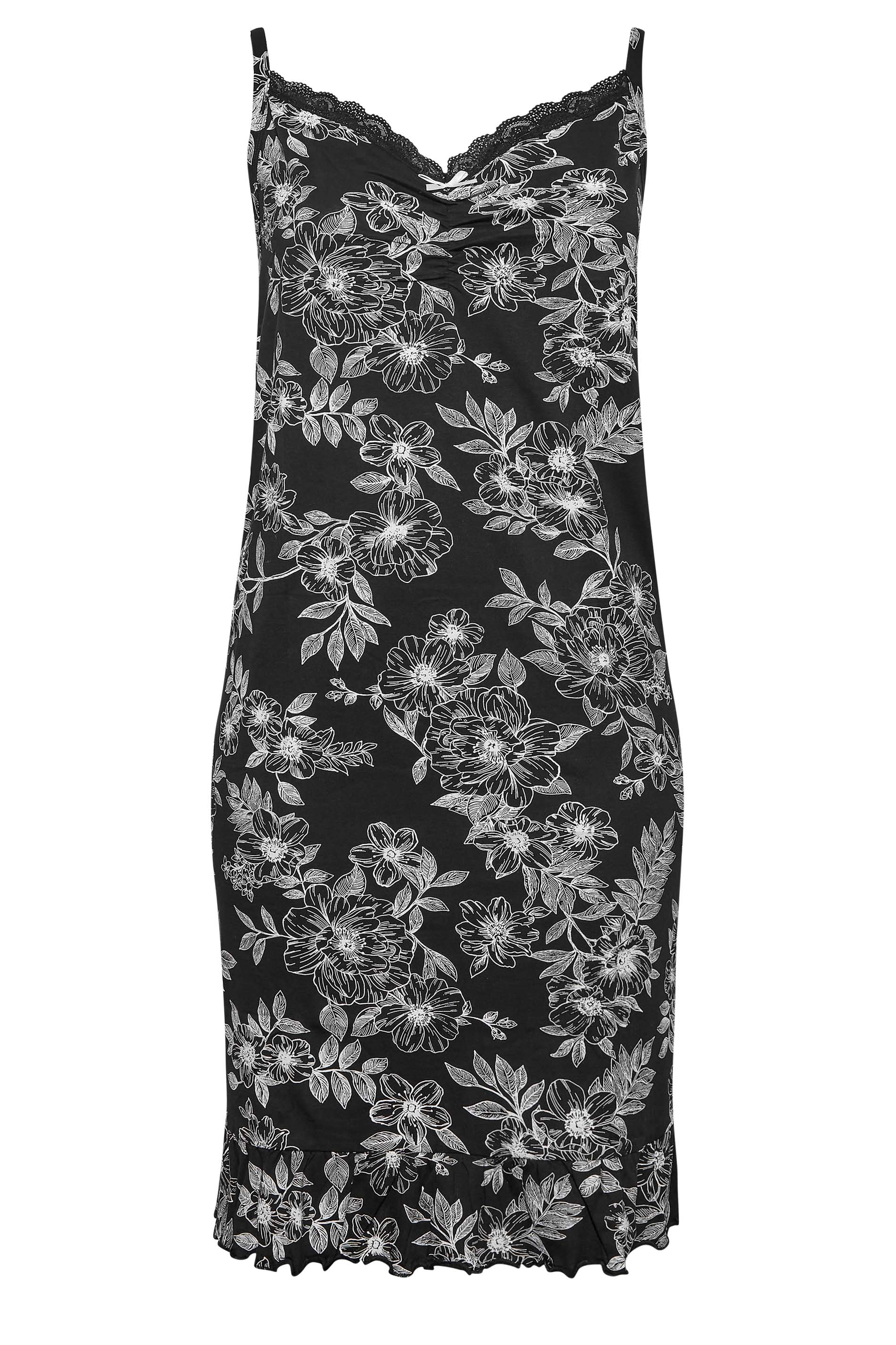 Plus Size Black Floral Outline Chemise | Yours Clothing