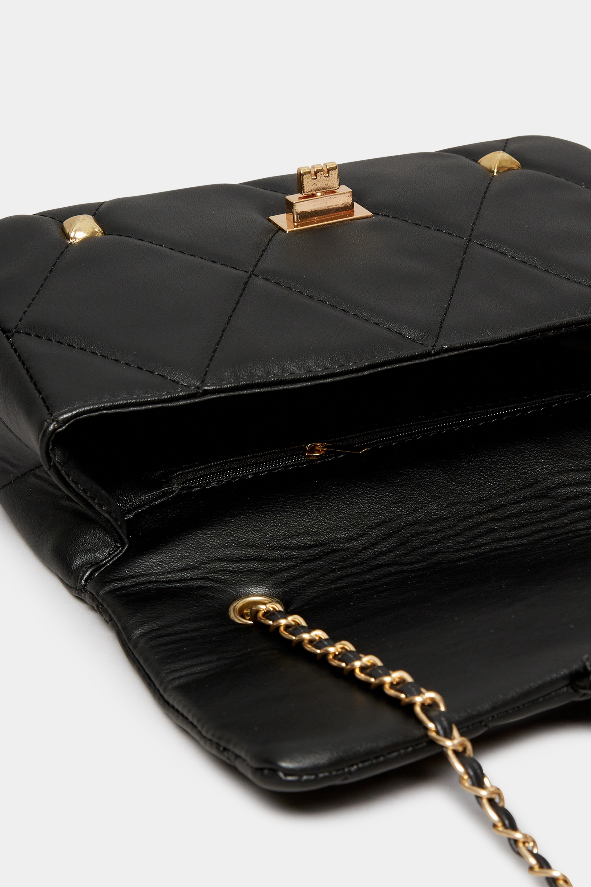 Yours Plus Size Studded Quilted Chain Bag