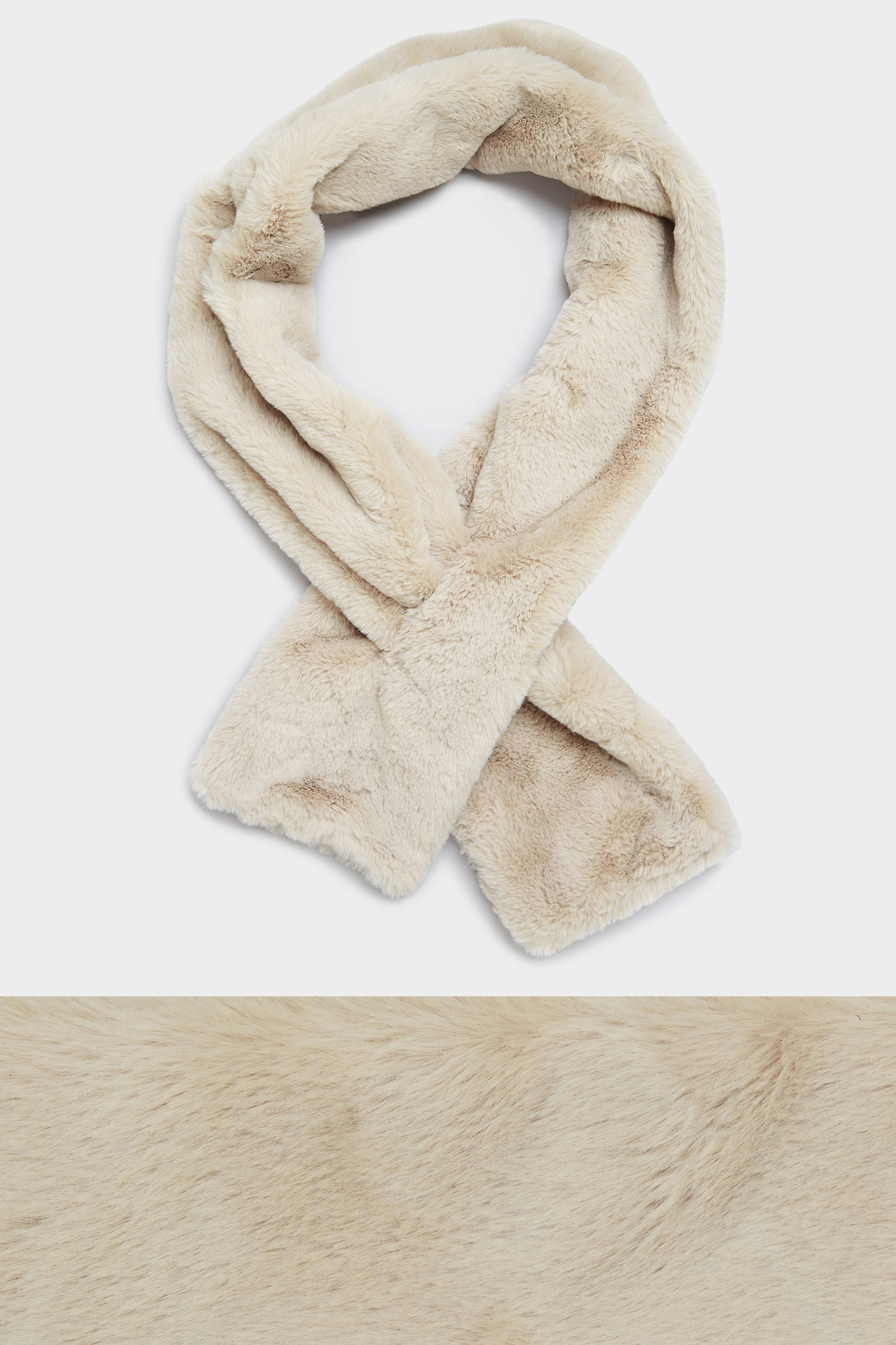 Cream Faux Fur Scarf | Yours Clothing 3