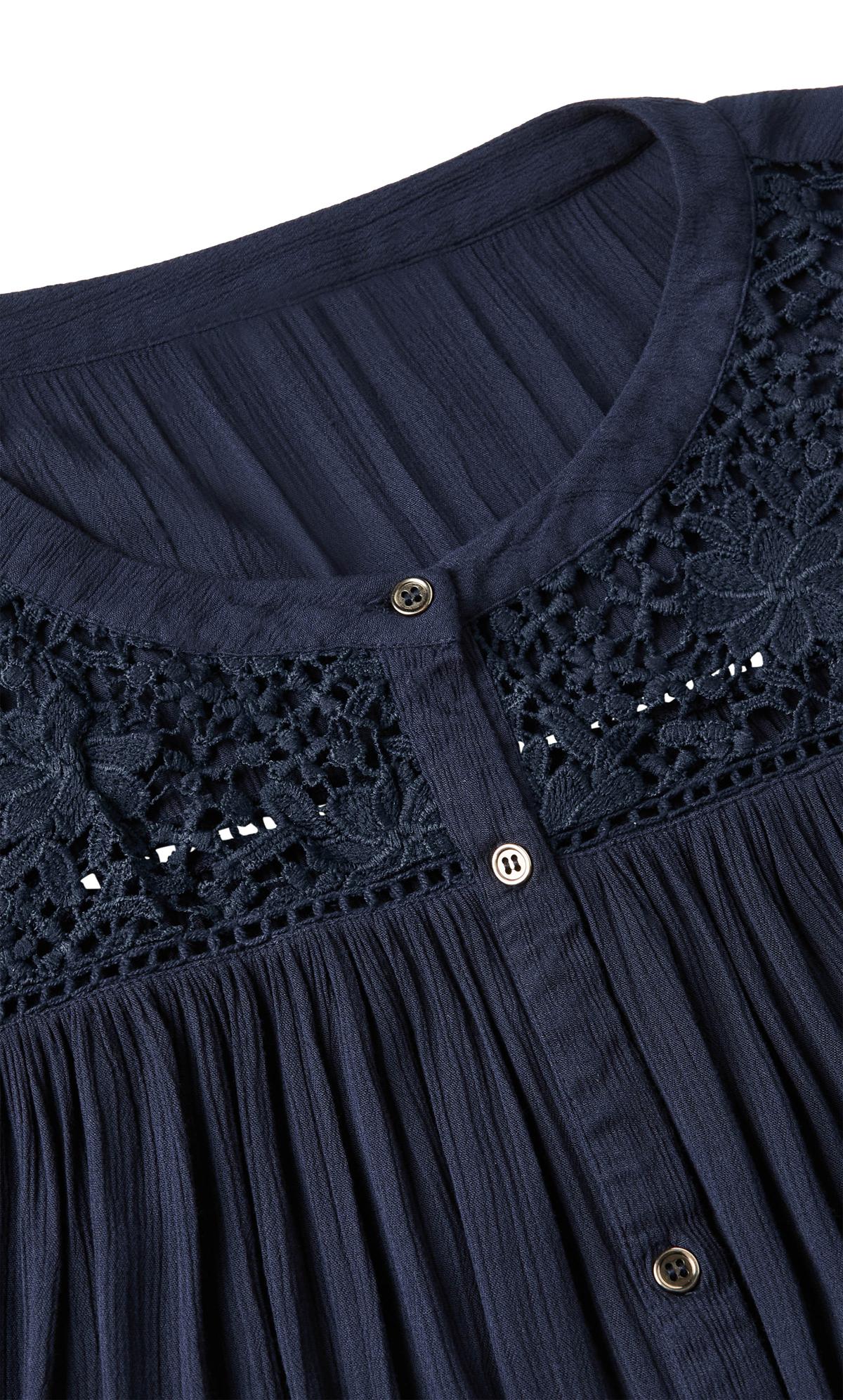 Evans Navy Blue Crochet Detail Shirt 3