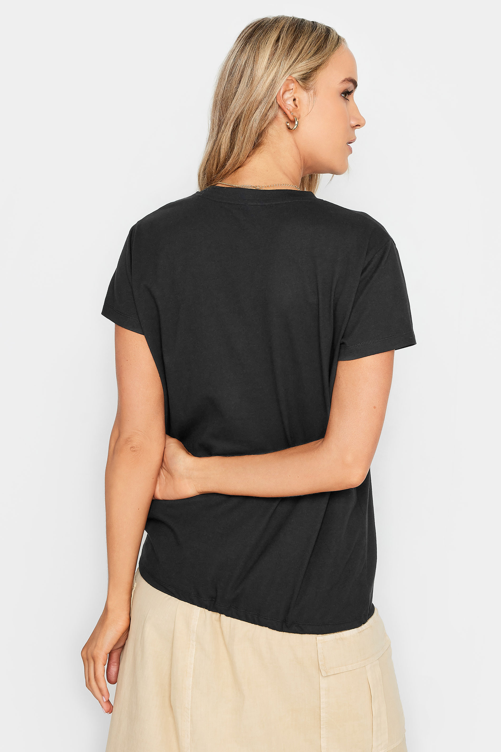 LTS Tall Black Drawstring Hem Cotton T-Shirt | Long Tall Sally 3