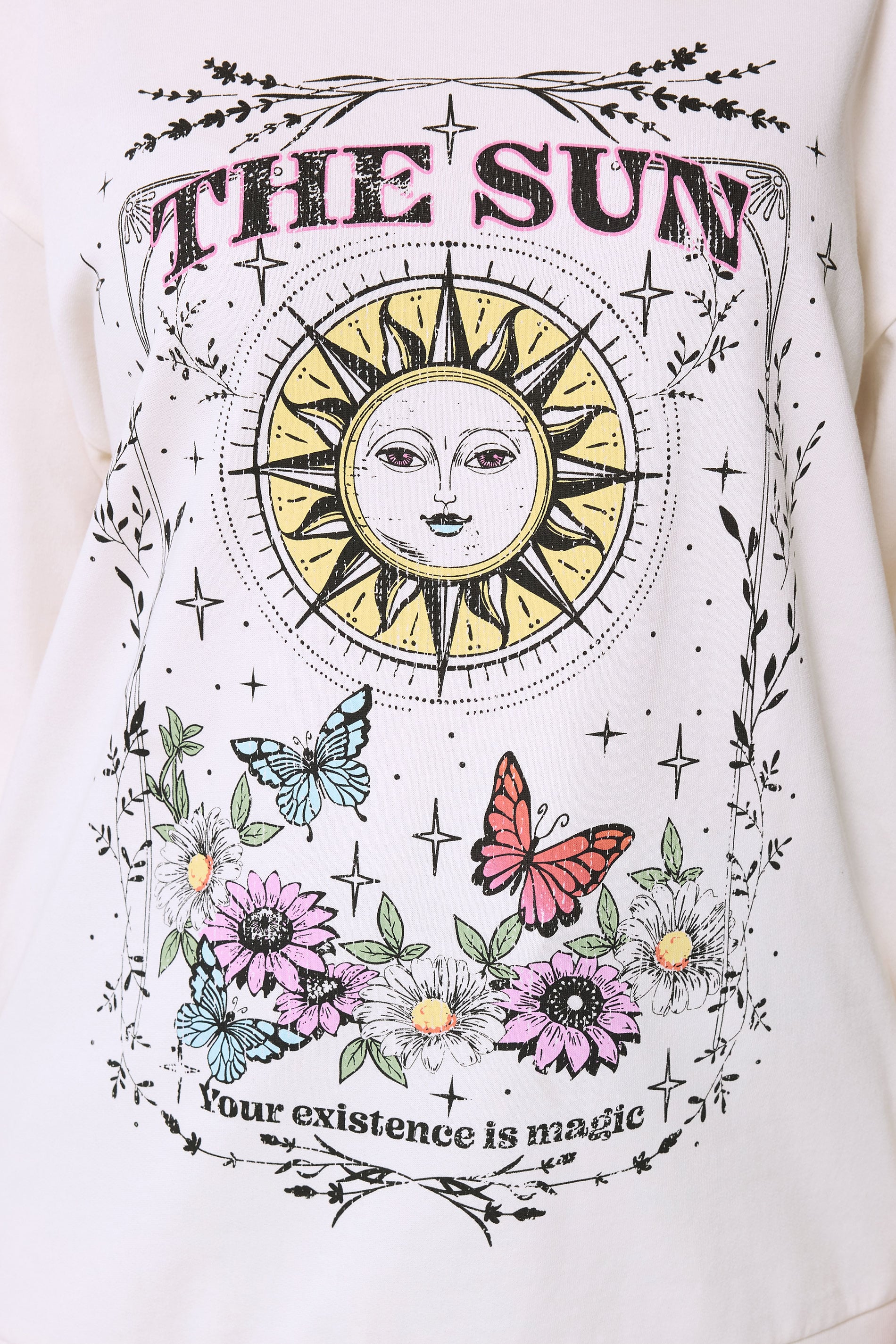 YOURS Plus Size Ivory White Floral Sun Graphic Sweatshirt | Yours Clothing 4