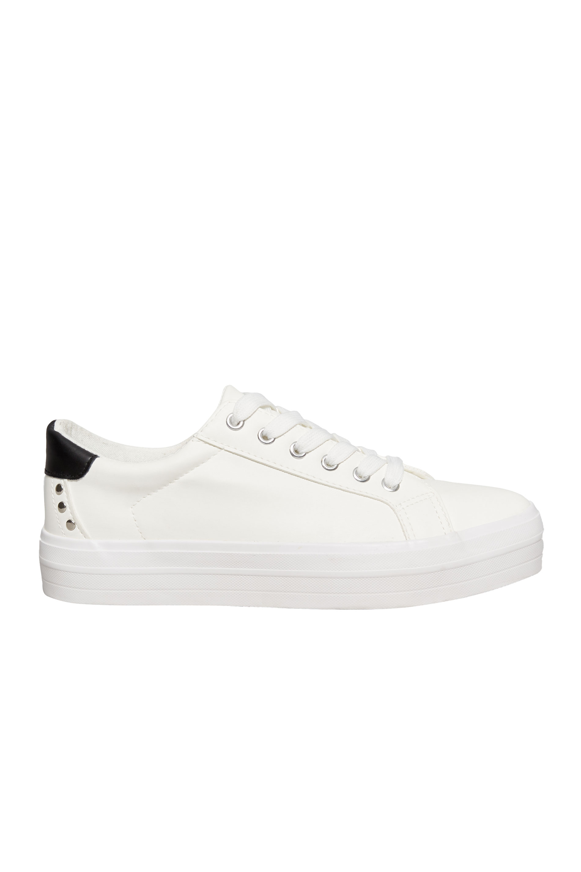 White Studded Detail Trainers In Wide E Fit | Long Tall Sally