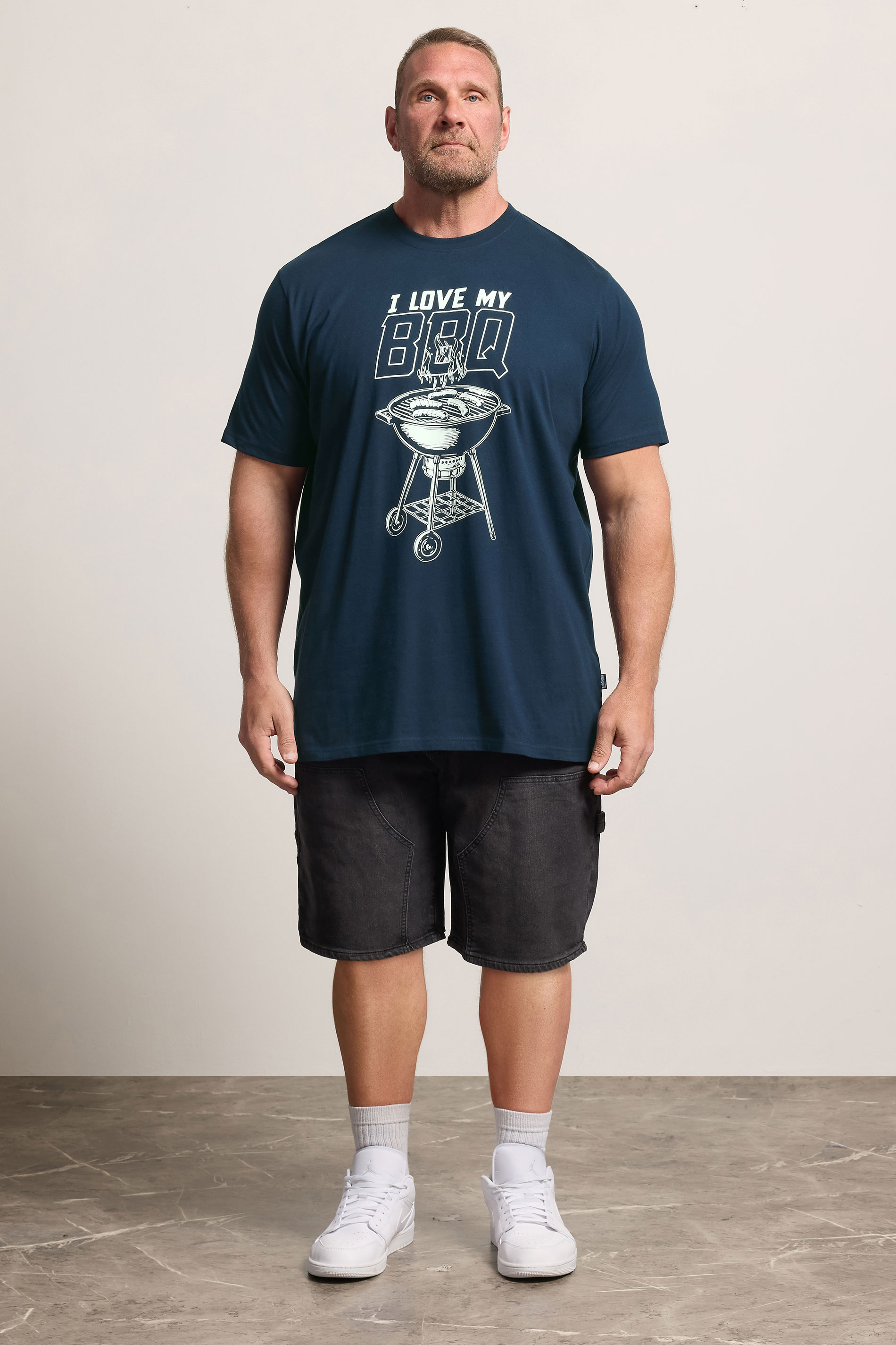 BadRhino Big & Tall Navy Blue Extra Long 'My BBQ' Graphic T-Shirt | BadRhino 1