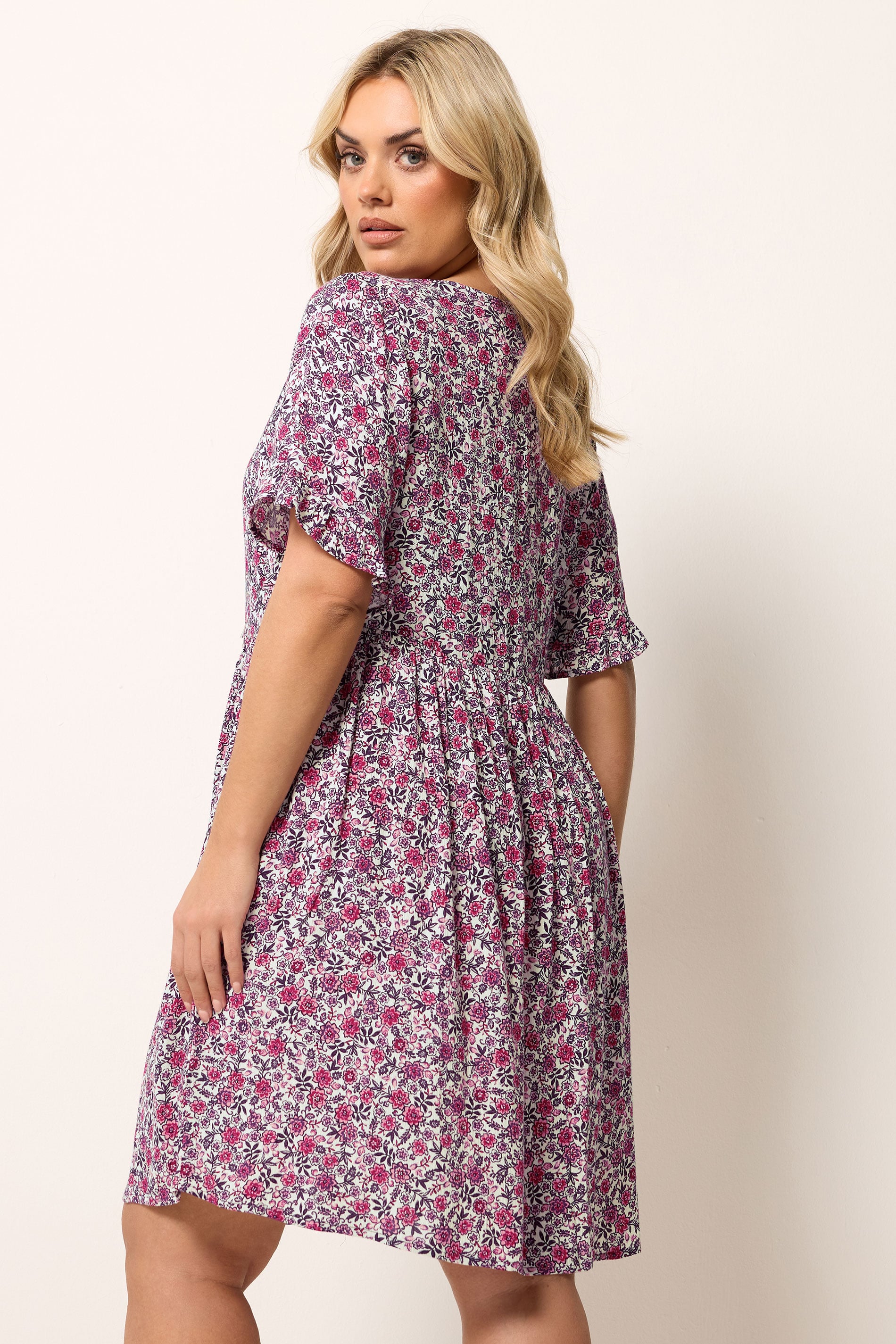 YOURS Plus Size Pink Floral Print Dress | Yours Clothing  2