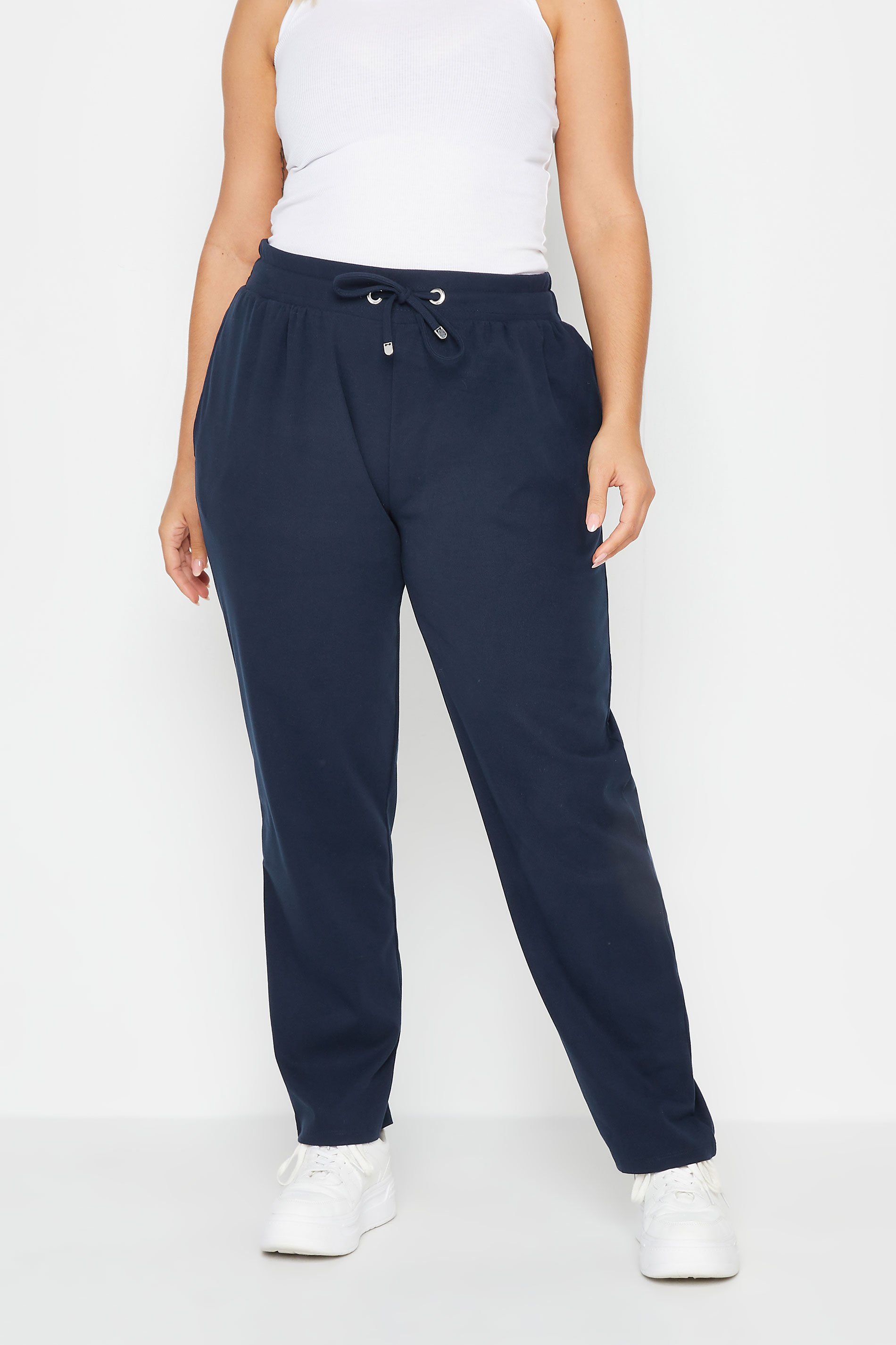 YOURS Plus Size Navy Blue Straight Leg Joggers | Yours Clothing 2