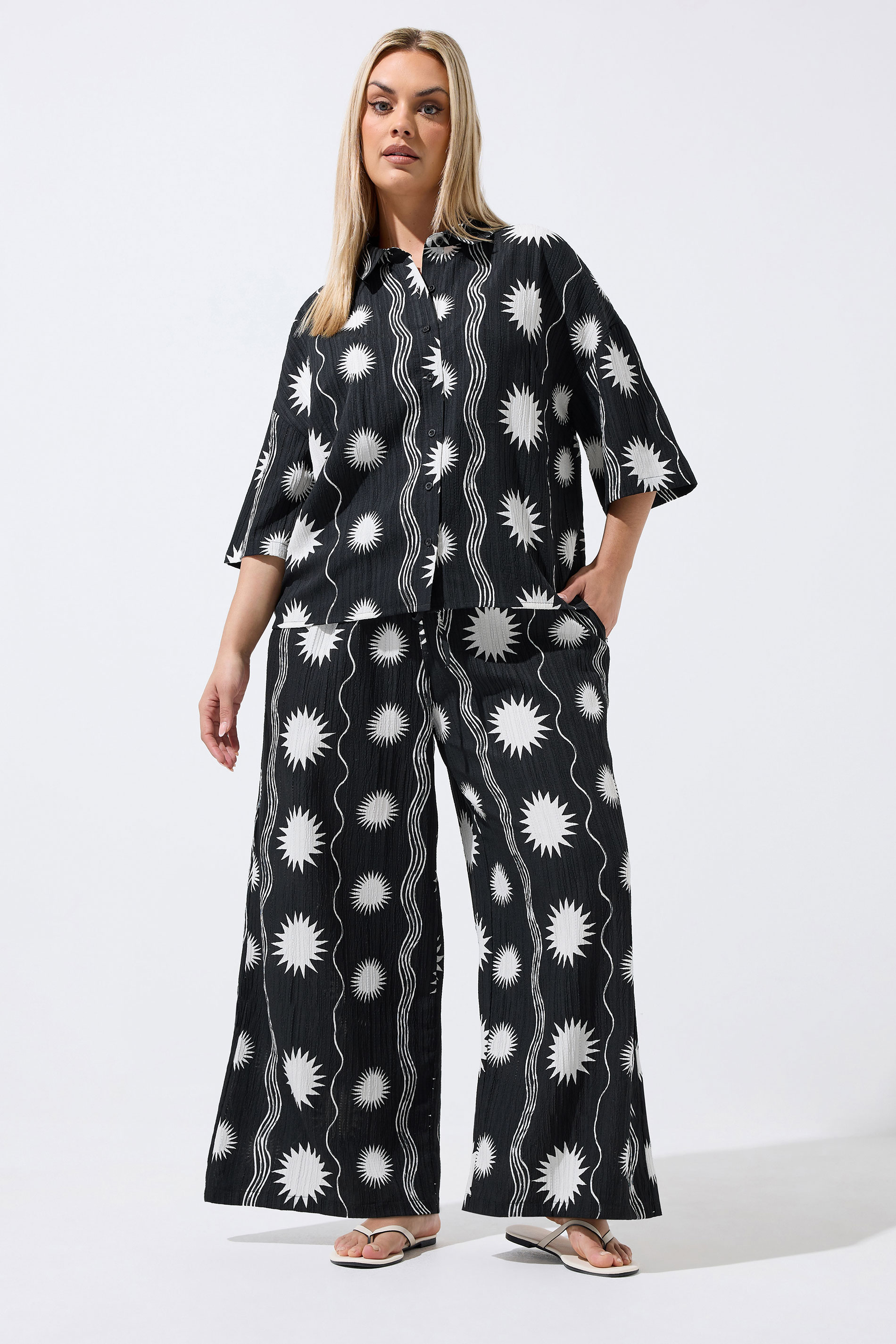 LIMITED COLLECTION Plus Size Black Sun Crinkle Trousers | Yours Clothing 3