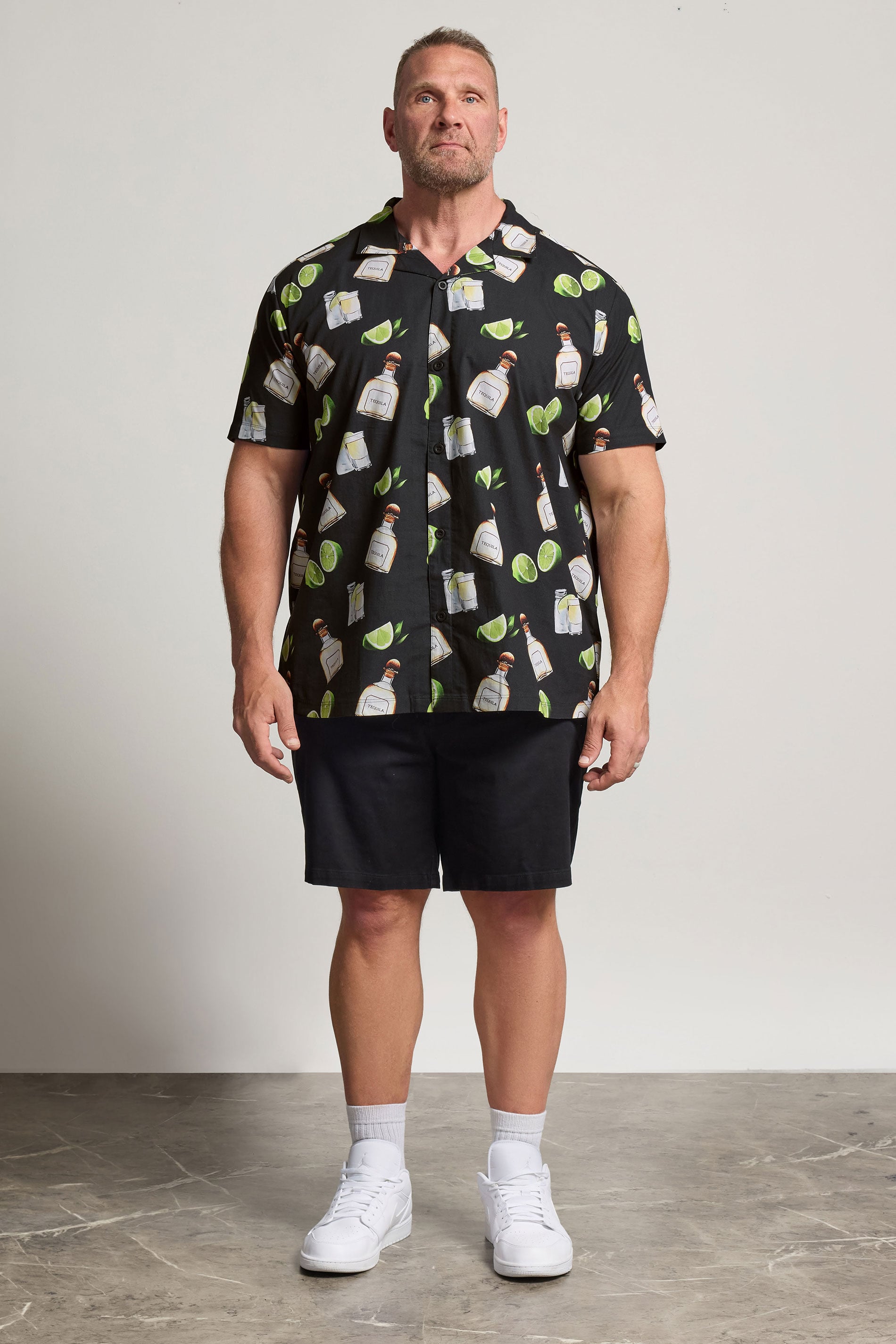 BadRhino Big & Tall Black Tequila Print Revere Shirt | BadRhino 1