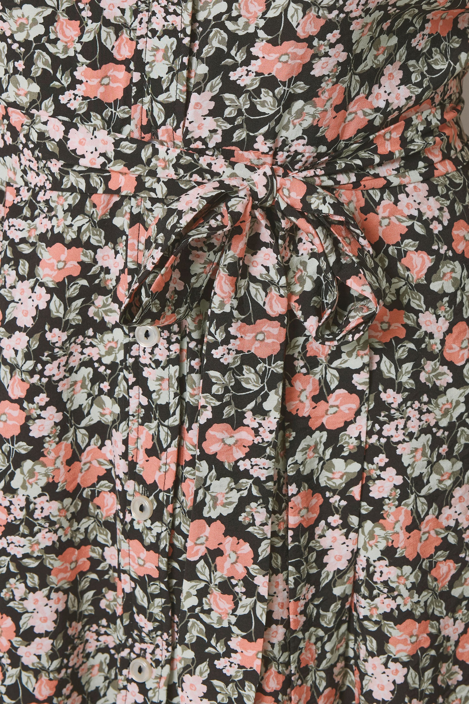 M&Co Black & Pink Floral Tie Waist Shirt Dress | M&Co 5
