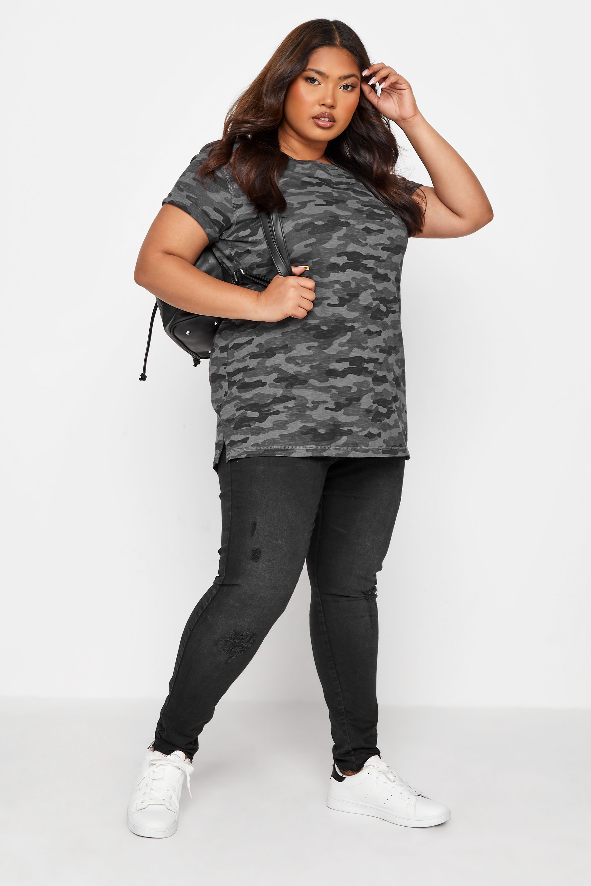 YOURS Plus Size Grey Camo Print T-Shirt | Yours Clothing 2