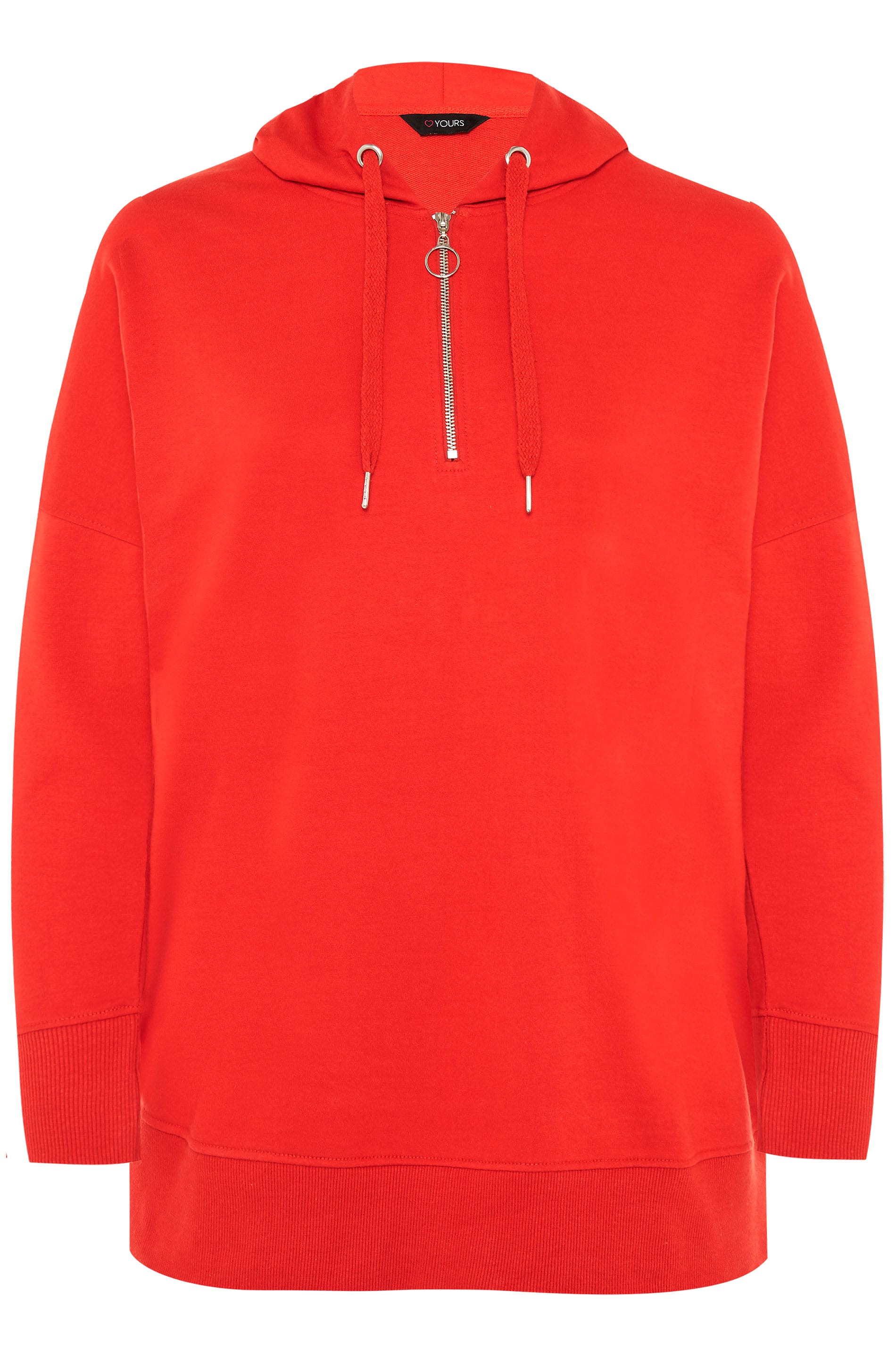 Red Zip Up Overhead Hoodie | Sizes 16-36 | Yours Clothing
