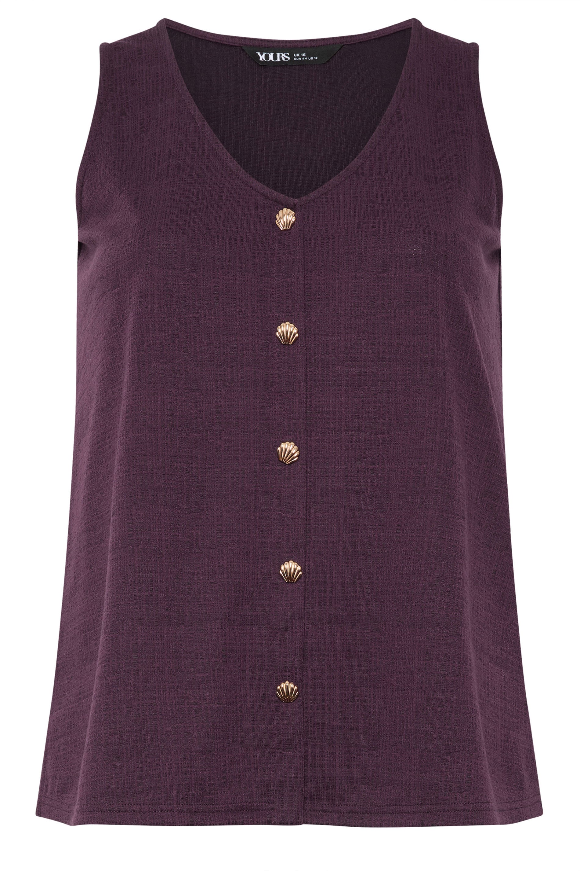 YOURS Plus Size Purple Shell Detail Vest Top | Yours Clothing 5