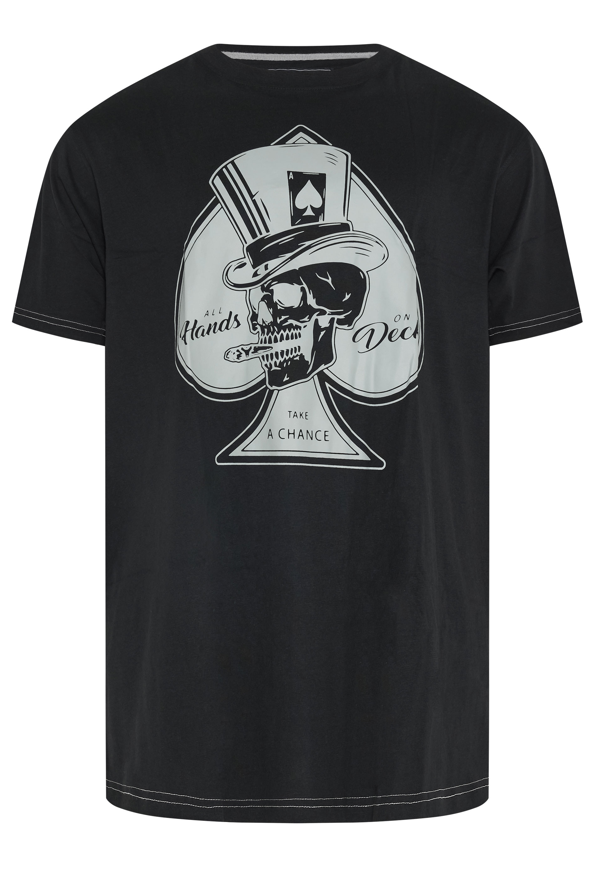 KAM Big & Tall Black Ace of Spades Skull T-Shirt | BadRhino 1