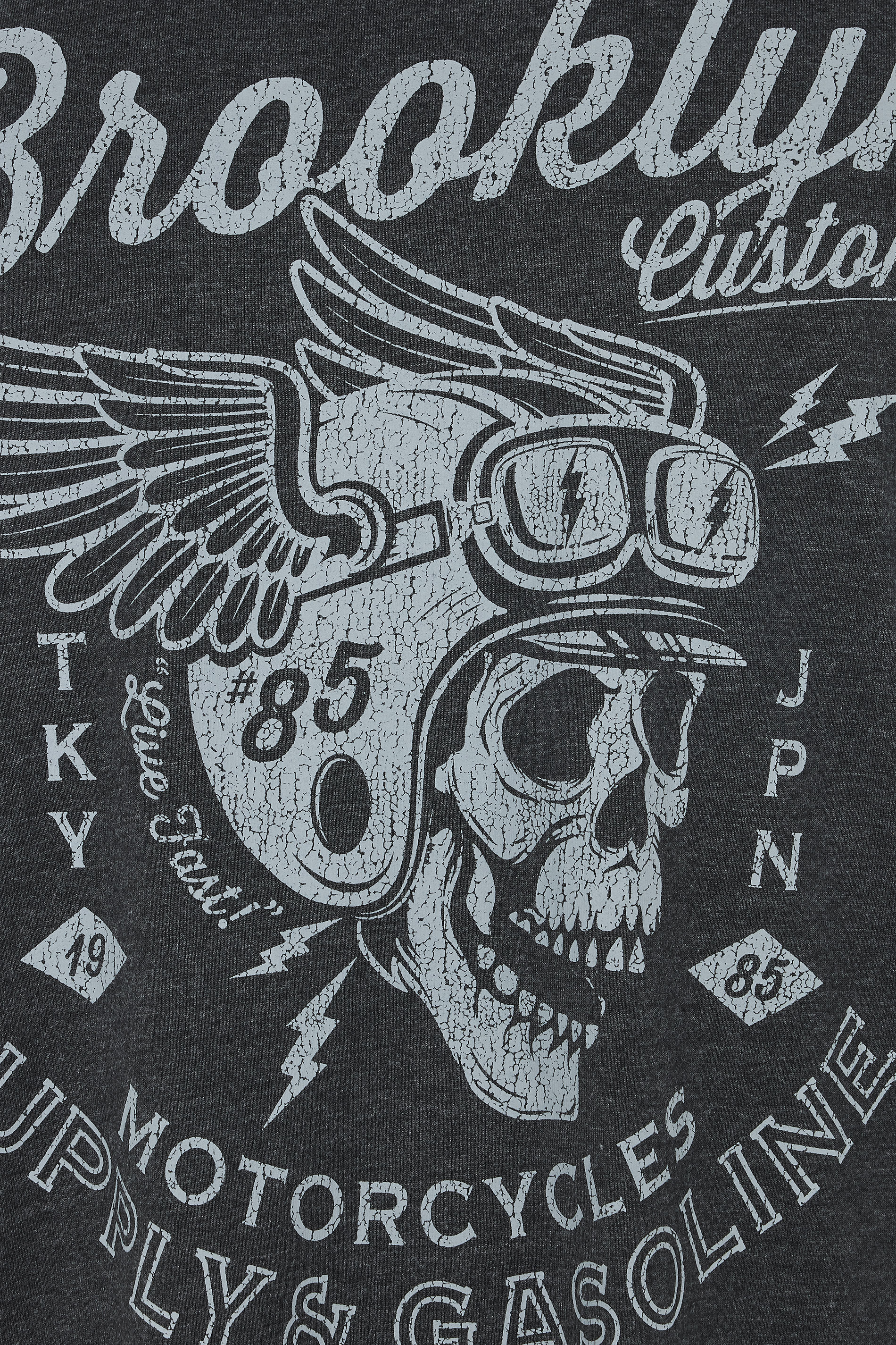 KAM Big & Tall Black Brooklyn Motorbike Graphic Print T-Shirt | BadRhino 3
