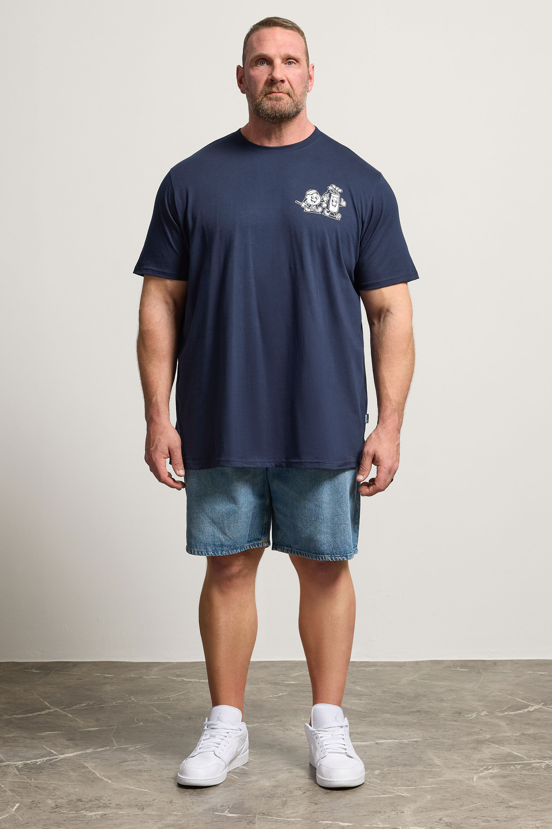 BadRhino Big & Tall Navy Blue Extra Long 'Cartoon Golf' Graphic T-Shirt | BadRhino 2