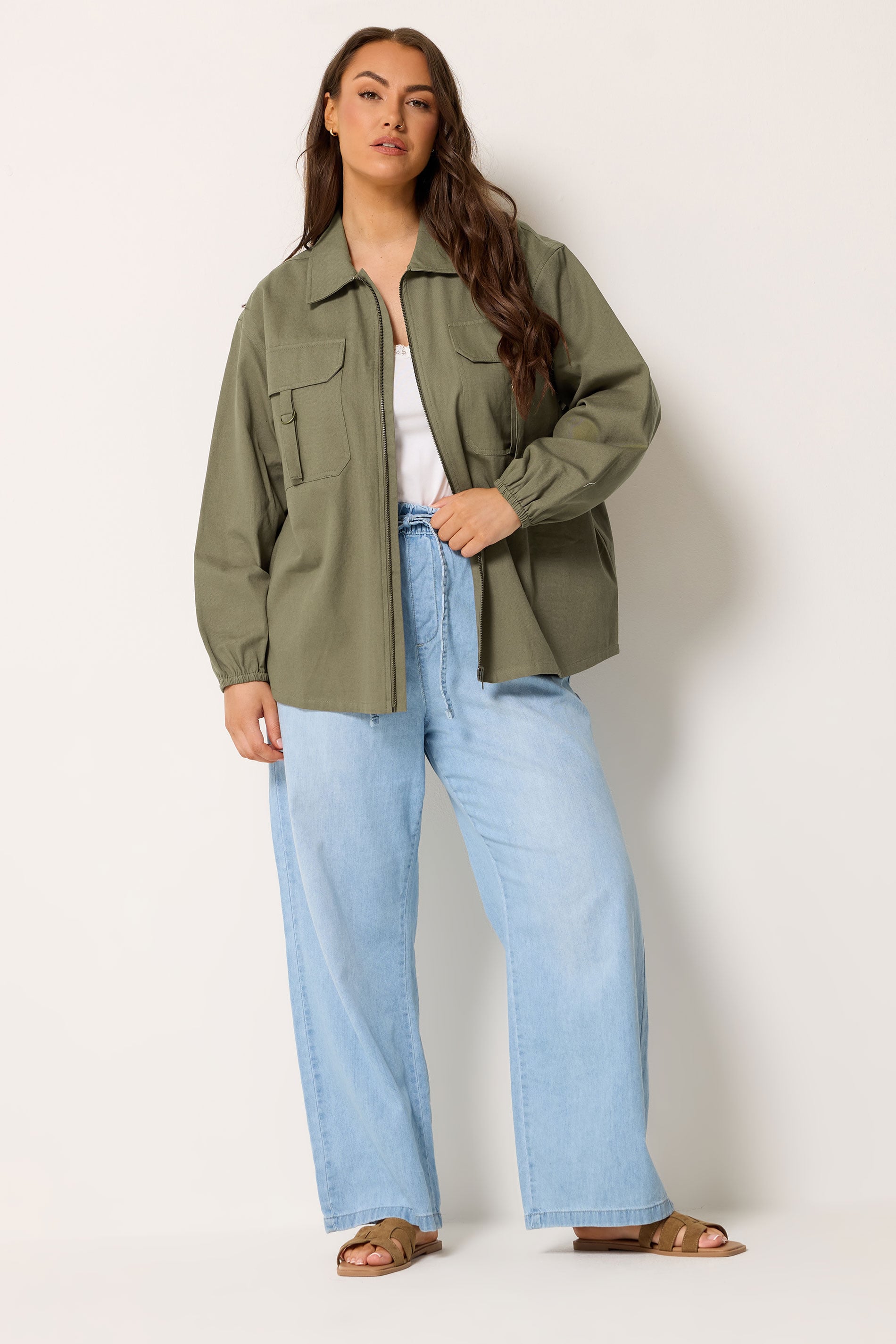 YOURS Curve Khaki Green Utility Shacket 1