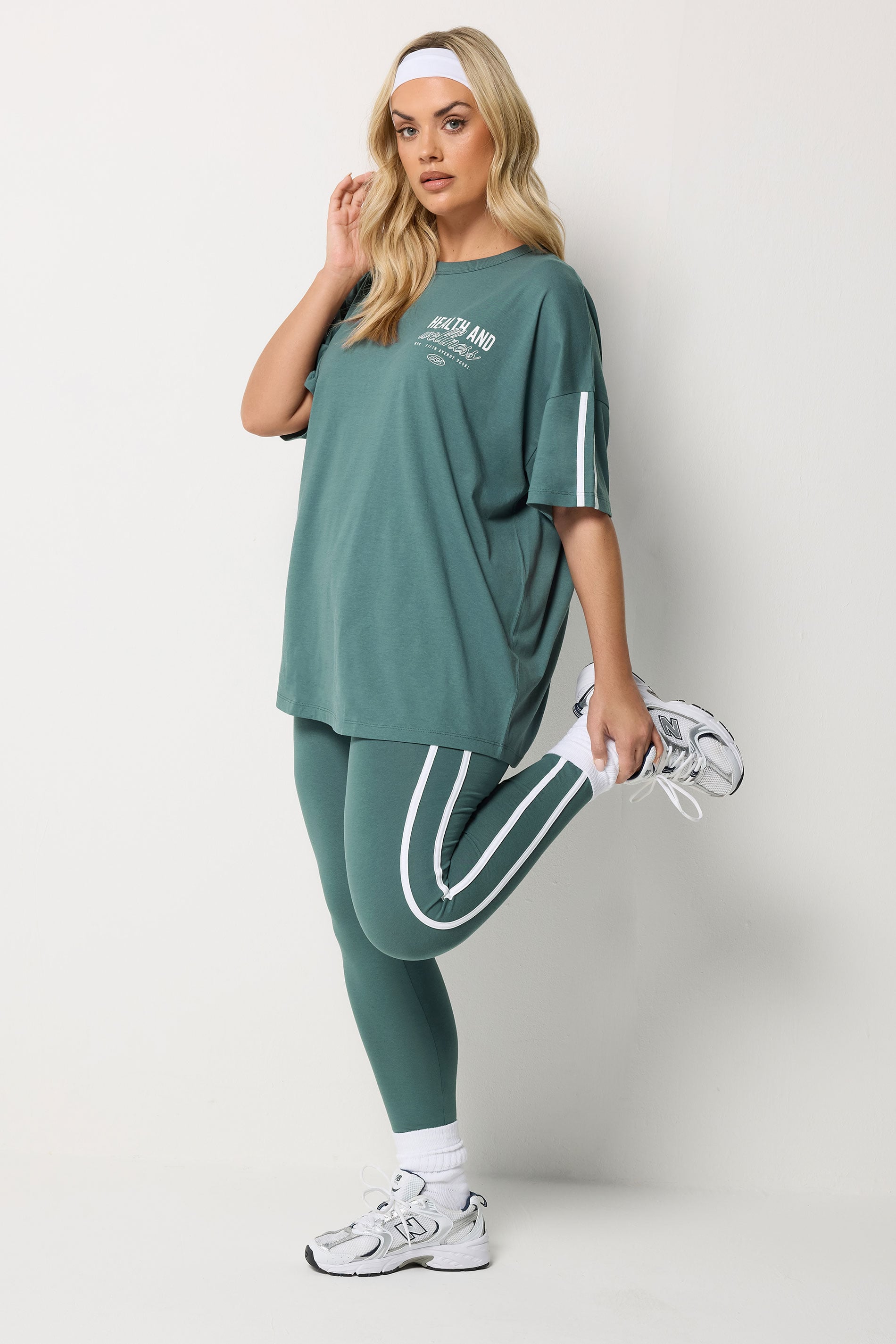 YOURS ACTIVE Plus Size  Blue 'Health & Wellness' T-Shirt | Yours Clothing 2