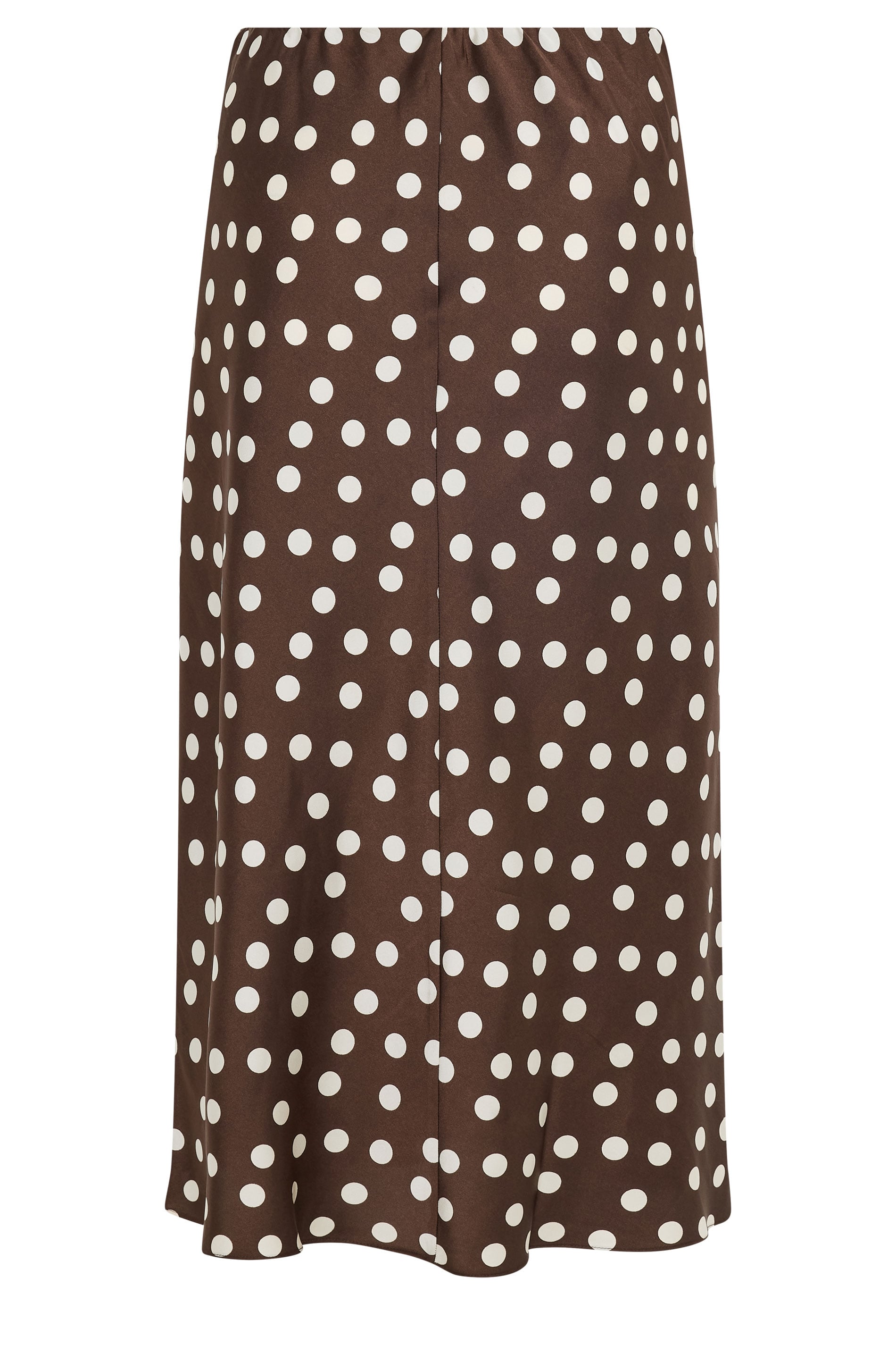 YOURS Plus Size Chocolate Brown Polka Dot Satin Skirt | Yours Clothing 6