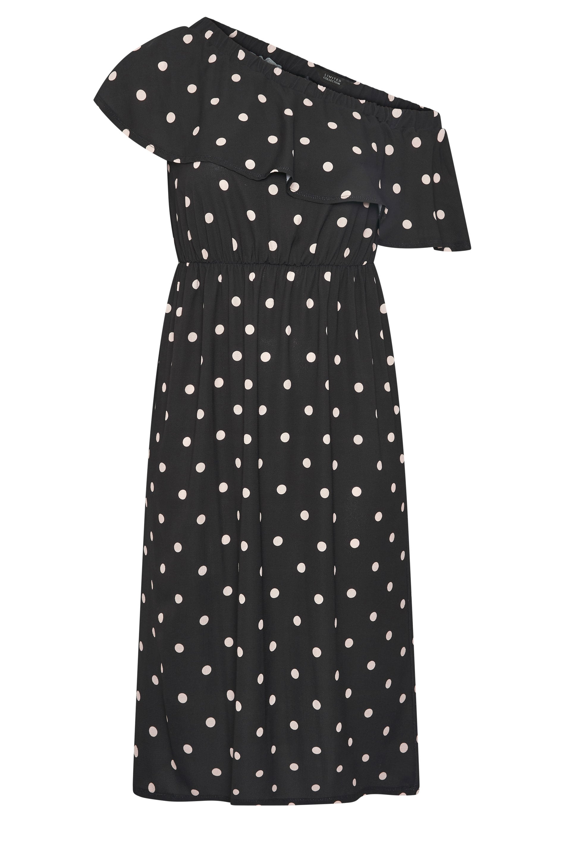 LIMITED COLLECTION Plus Size Black Polka Dot Frill Dress | Yours Clothing 5