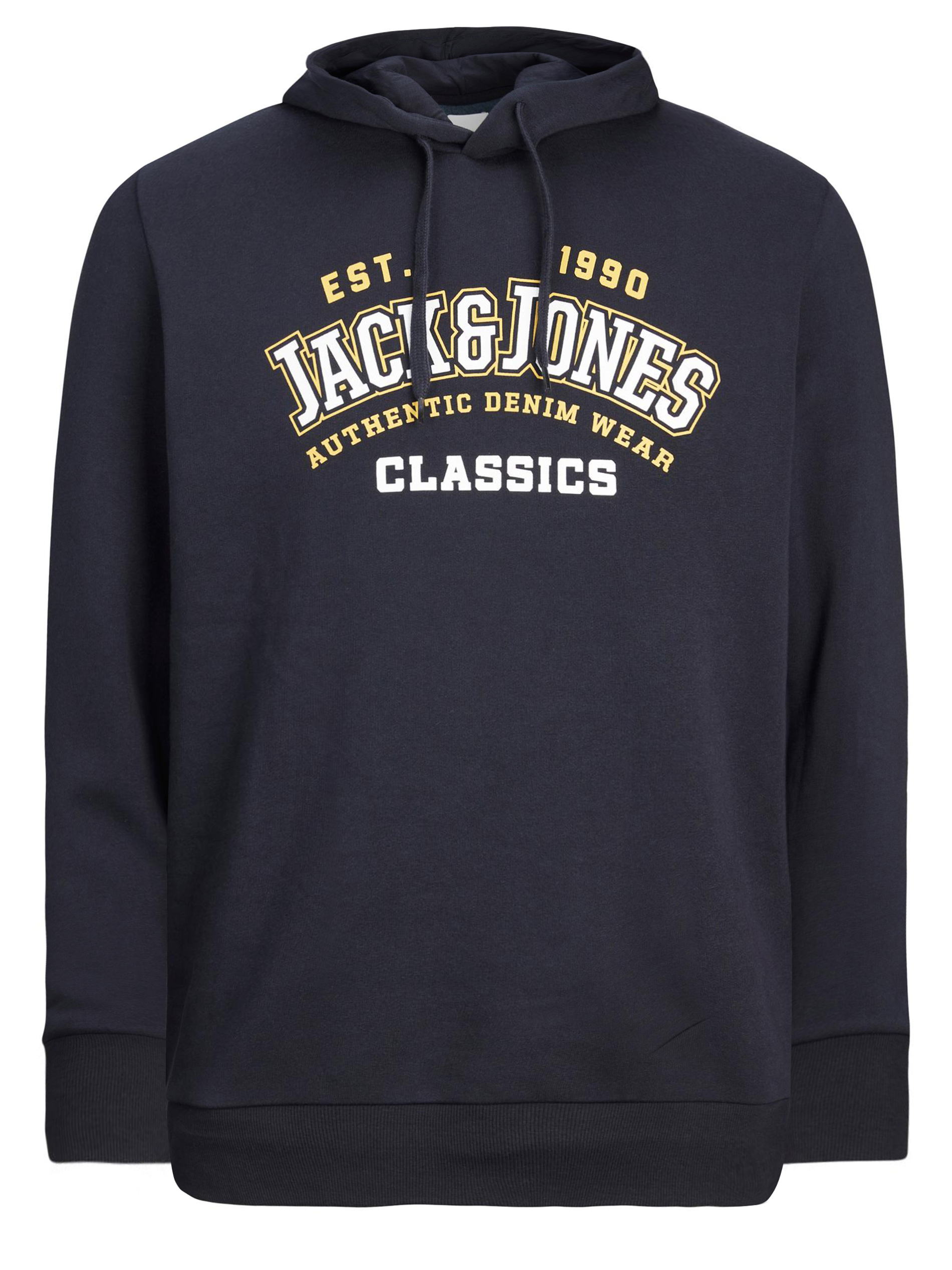 JACK & JONES Big & Tall Navy Blue Logo Print Hooded Sweatshirt | BadRhino 2