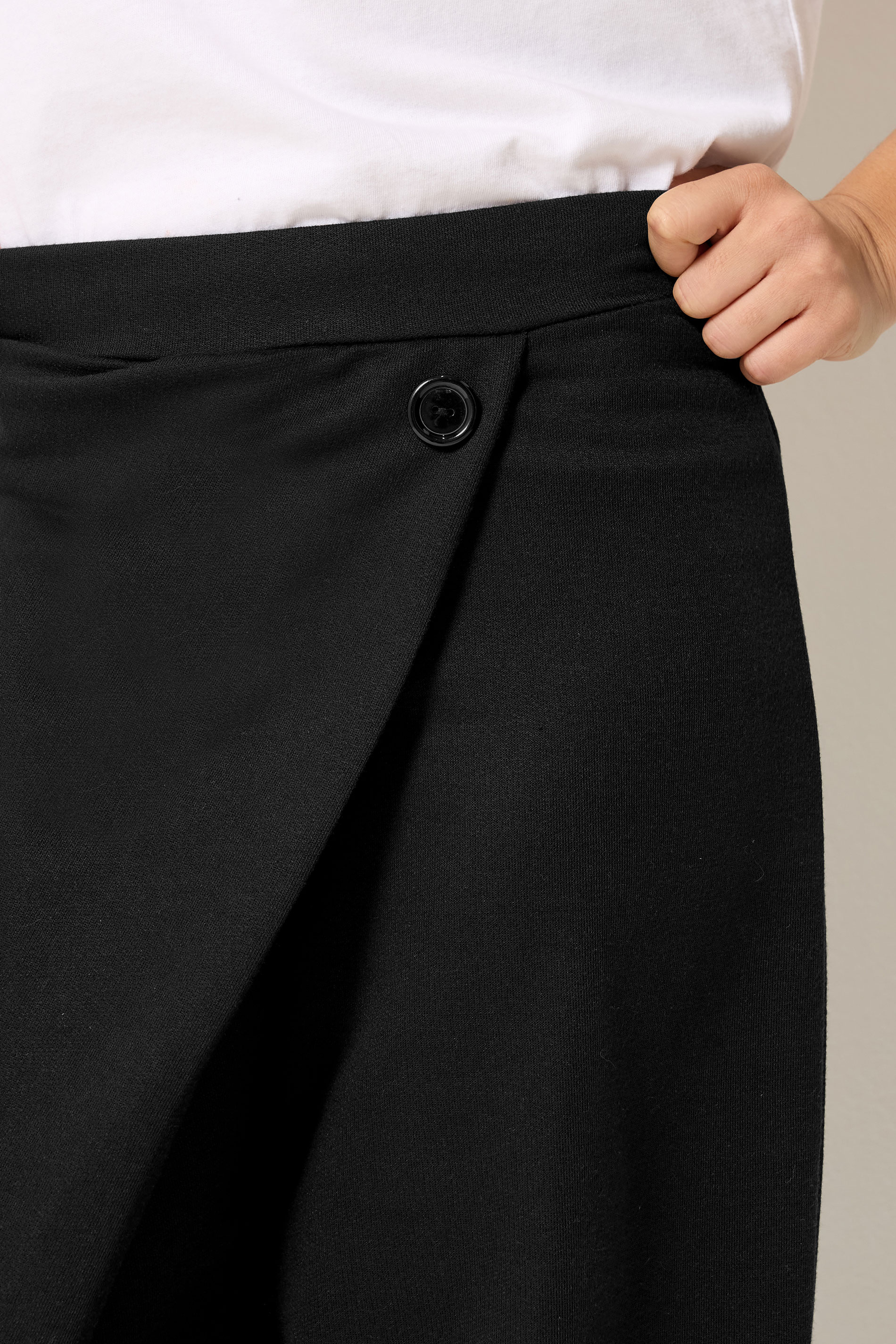 PixieGirl Petite Women's Black Jersey Wrap Wide Leg Trousers | PixieGirl 2