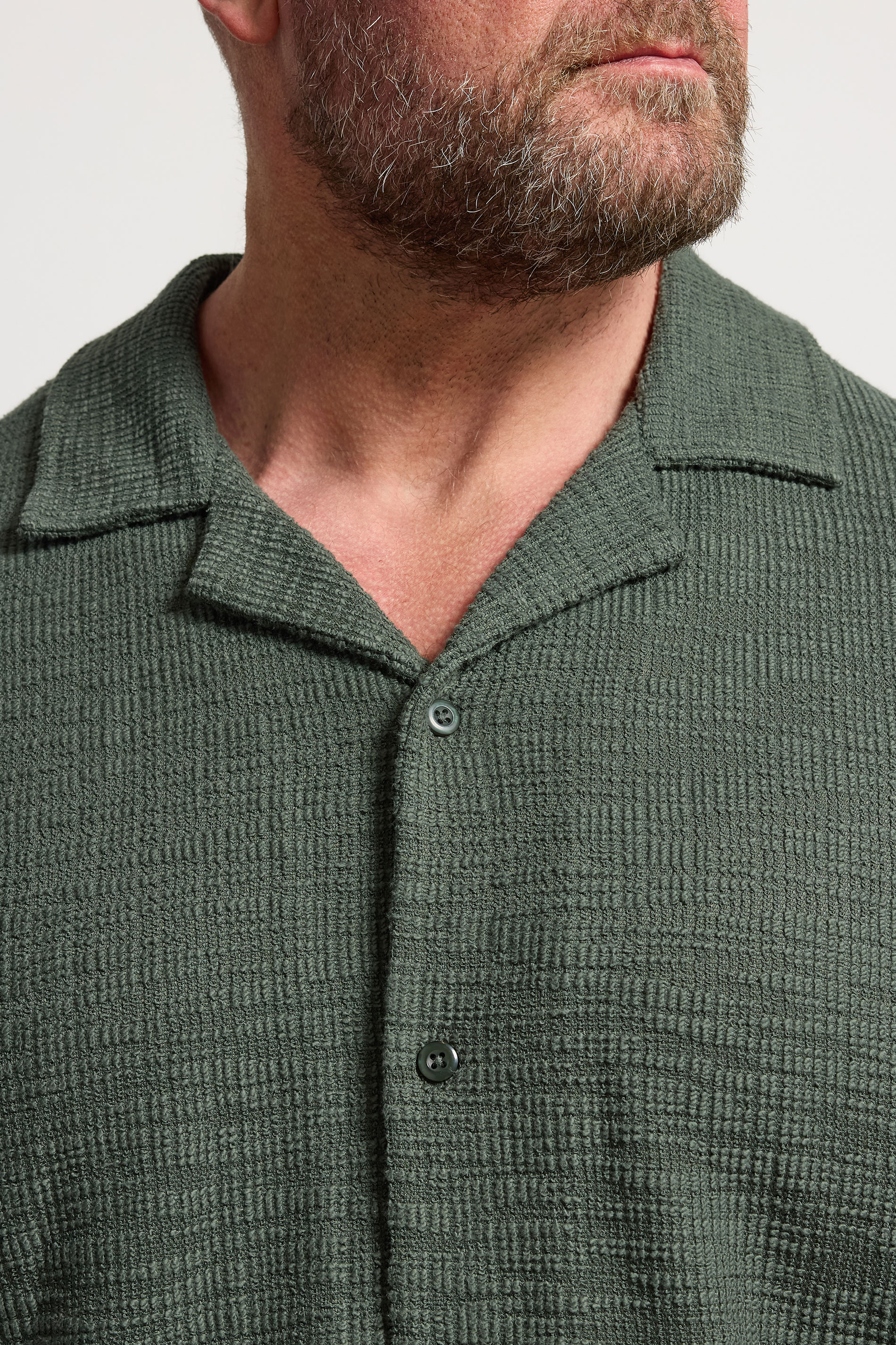 BadRhino Big & Tall Green Textured Revere Shirt | BadRhino 5