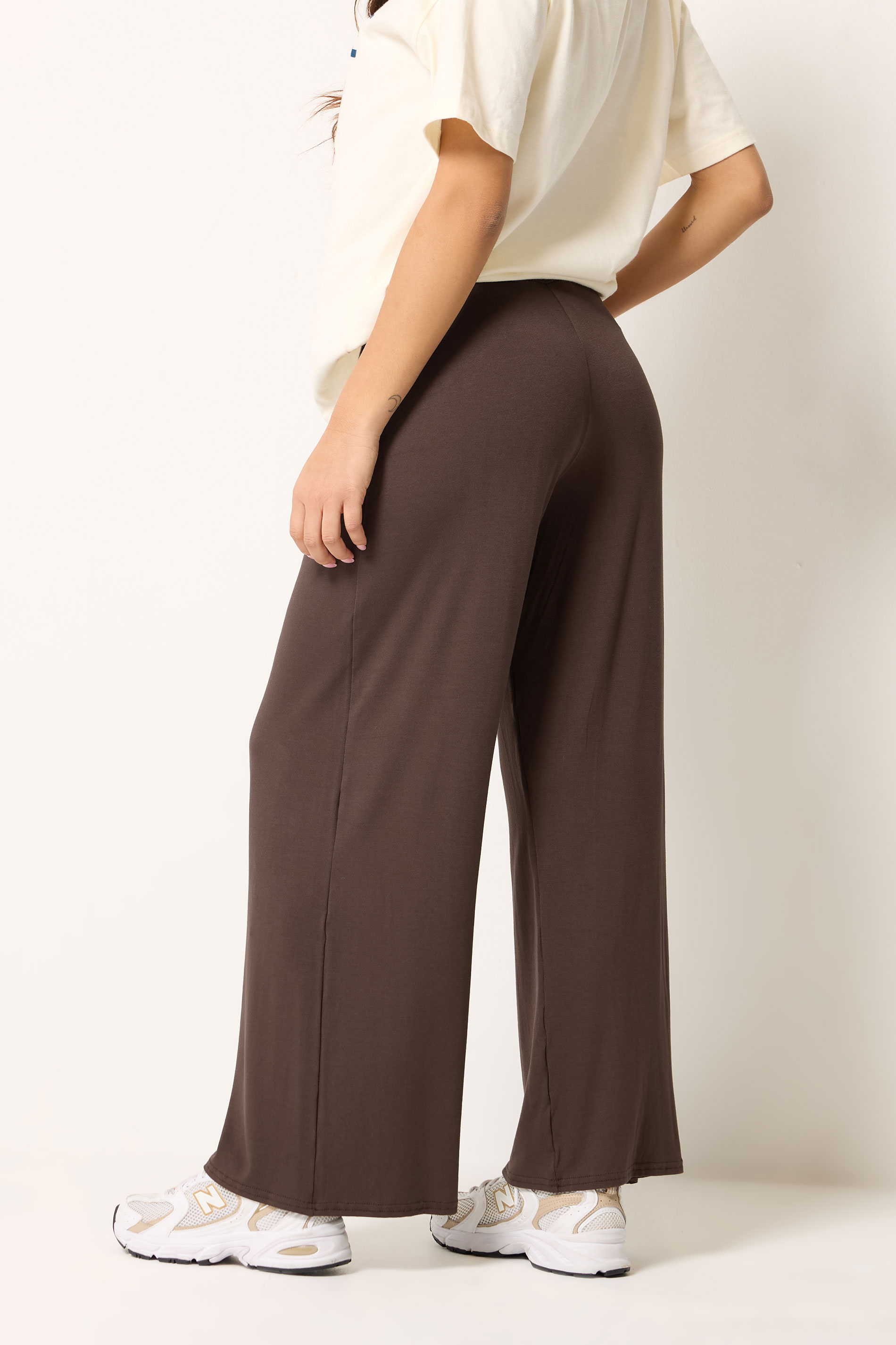 PixieGirl Petite Chocolate Brown Wide Leg Trousers | PixieGirl  4