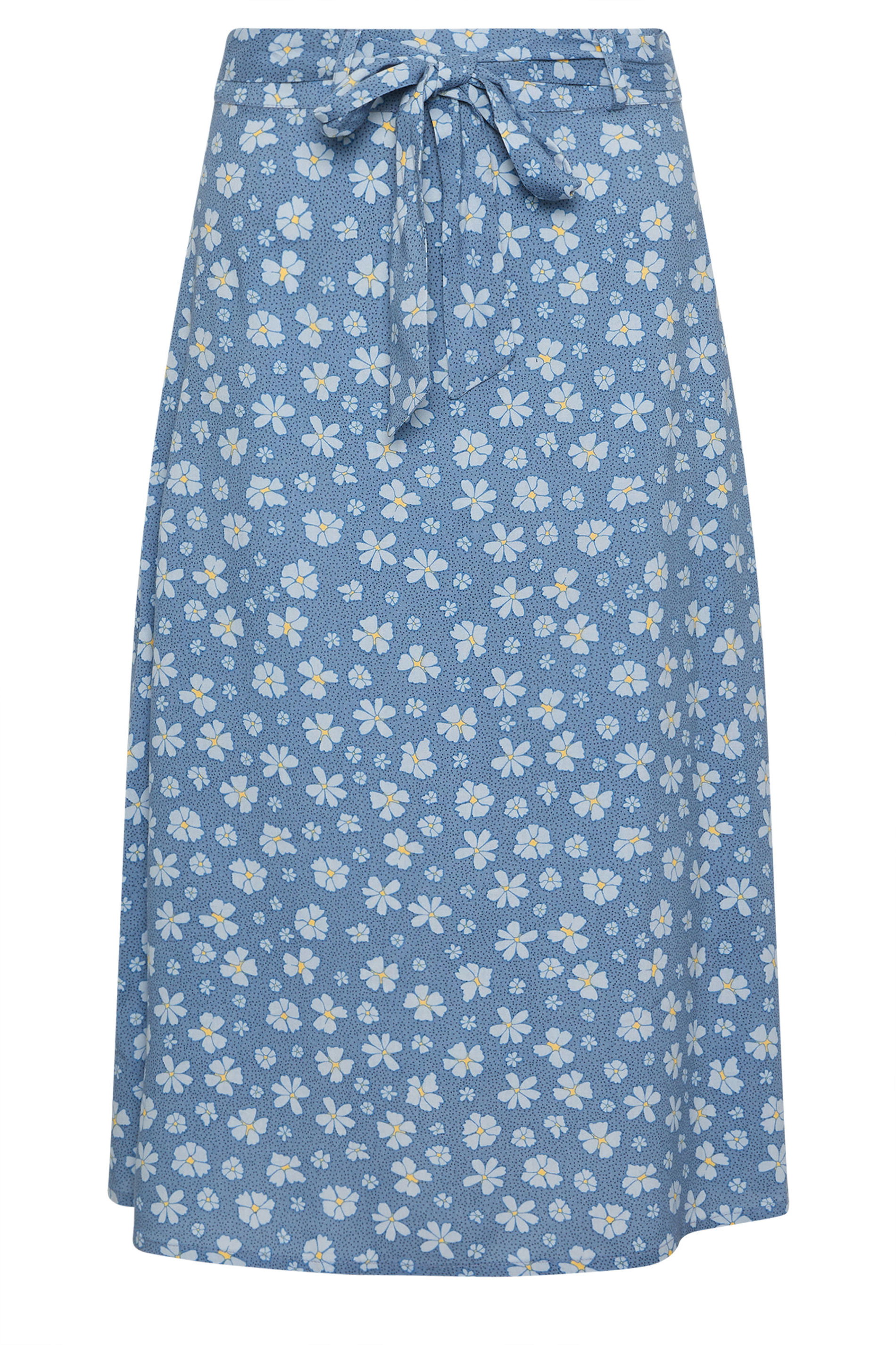 PixieGirl Petite Women's Blue Daisy Belted Midi Skirt | PixieGirl 5