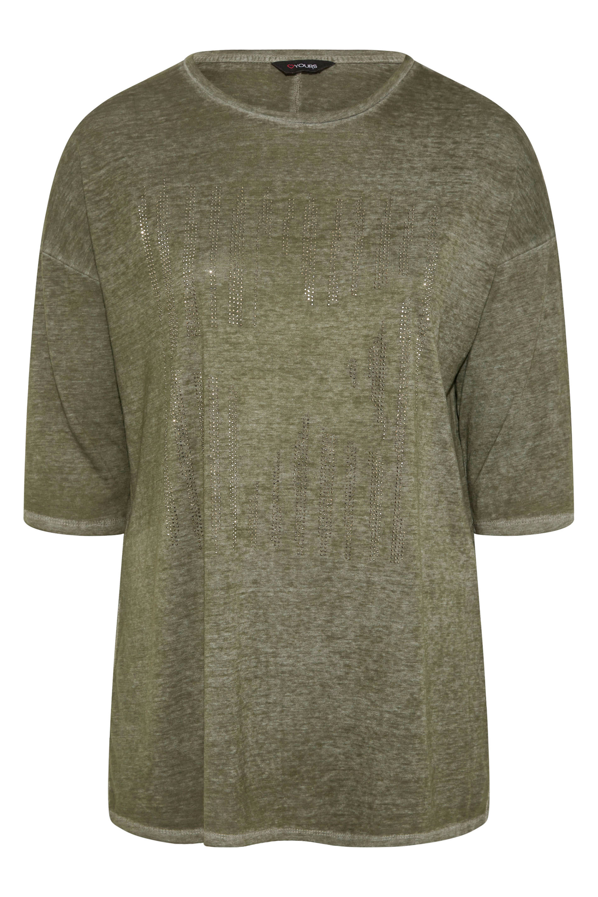 Grande taille  Tops Grande taille  T-Shirts | T-Shirt Vert Kaki Ample en Jersey - EI87448