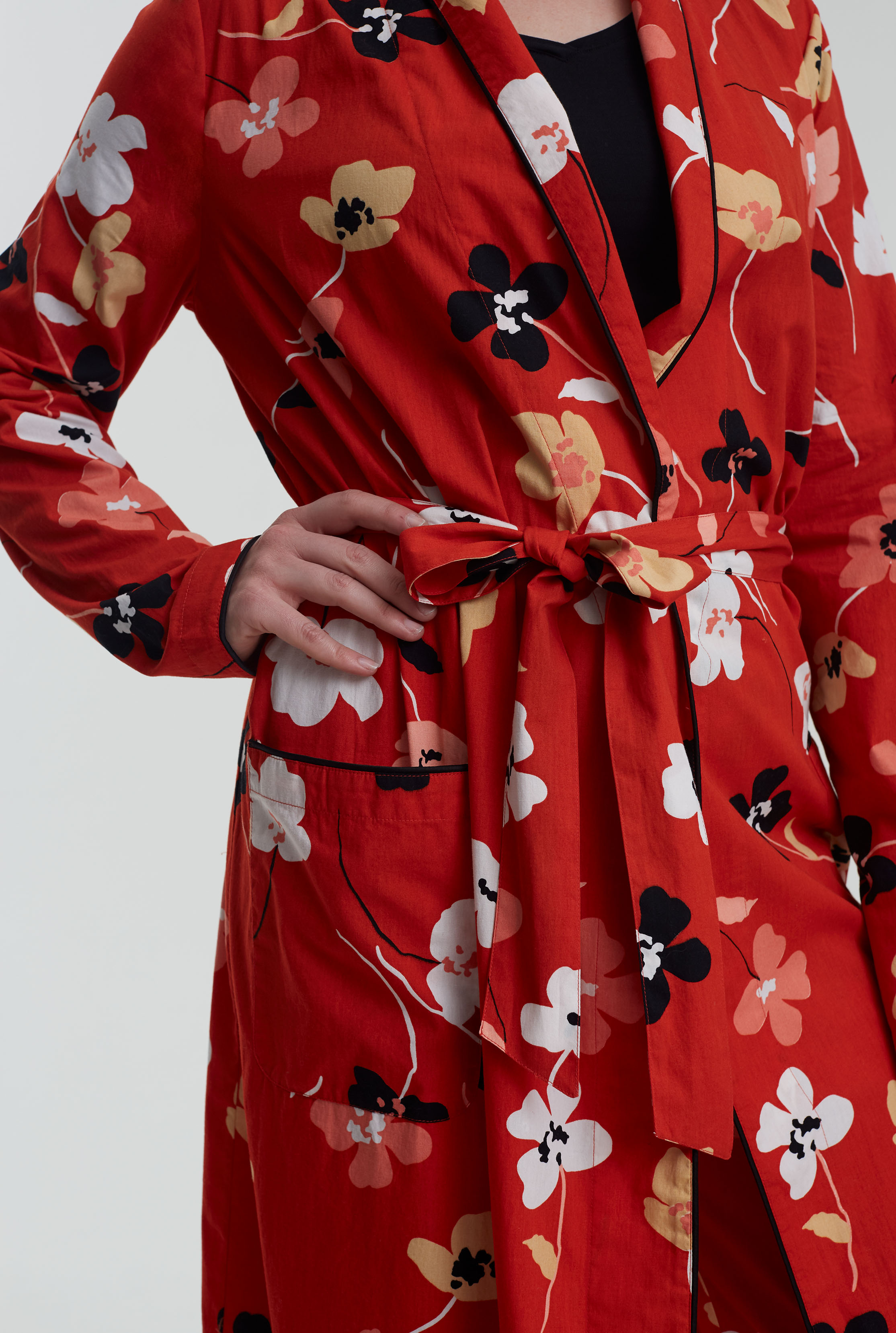 Rouge Floral Cotton Robe | Long Tall Sally