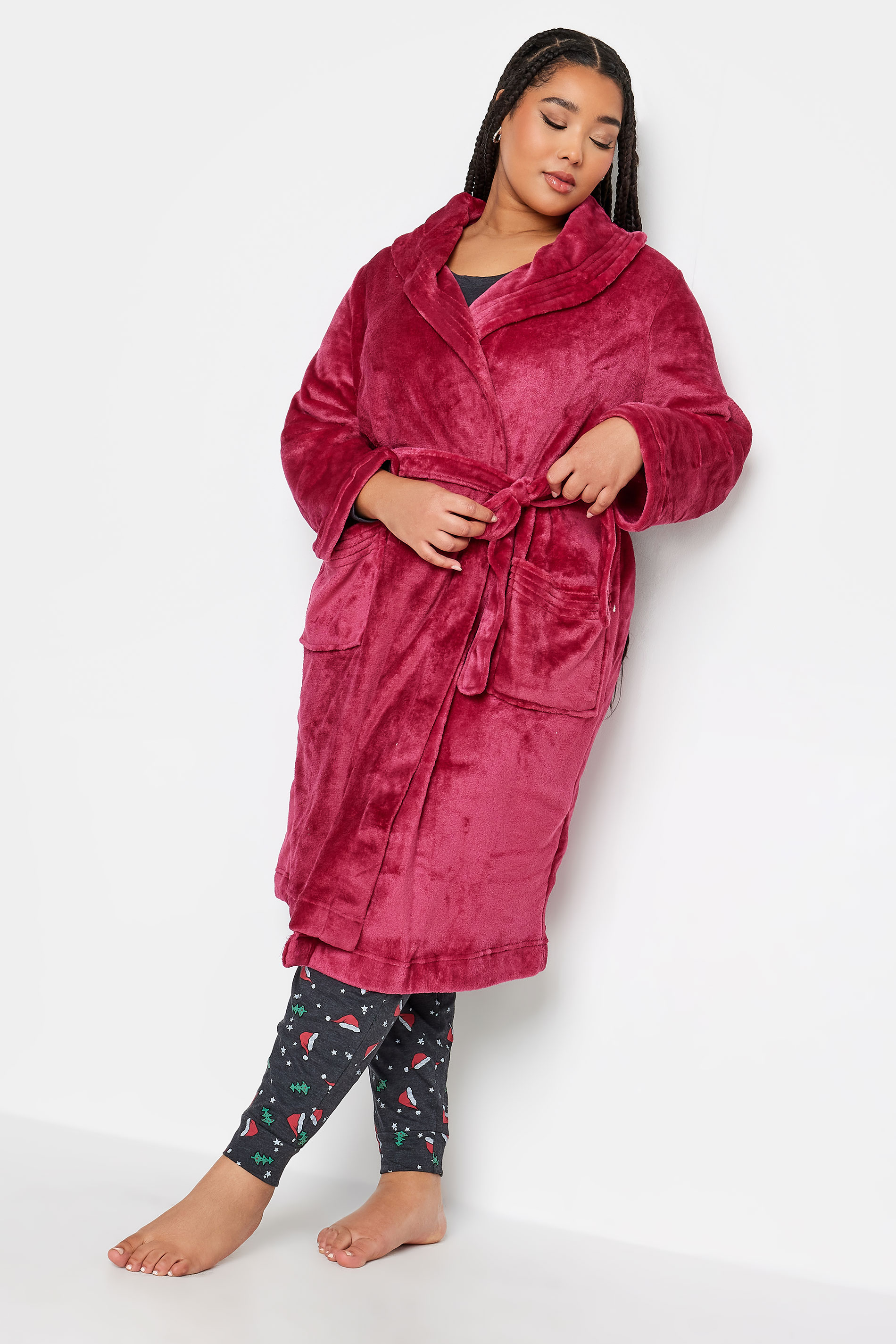 YOURS Plus Size Red Essential Shawl Dressing Gown | Yours Clothing  1
