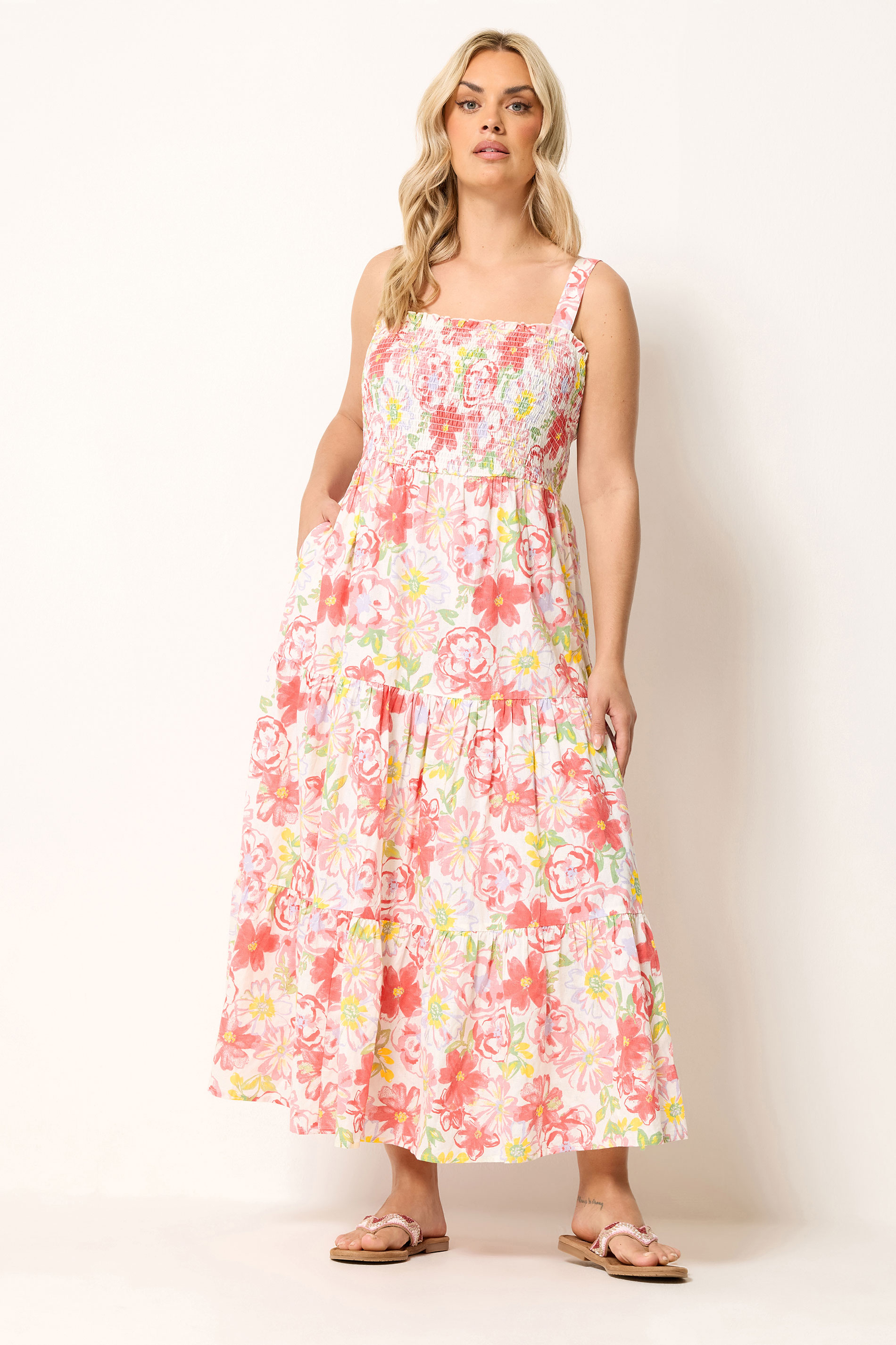 YOURS Plus Size White Floral Tiered Sundress | Yours Clothing 3