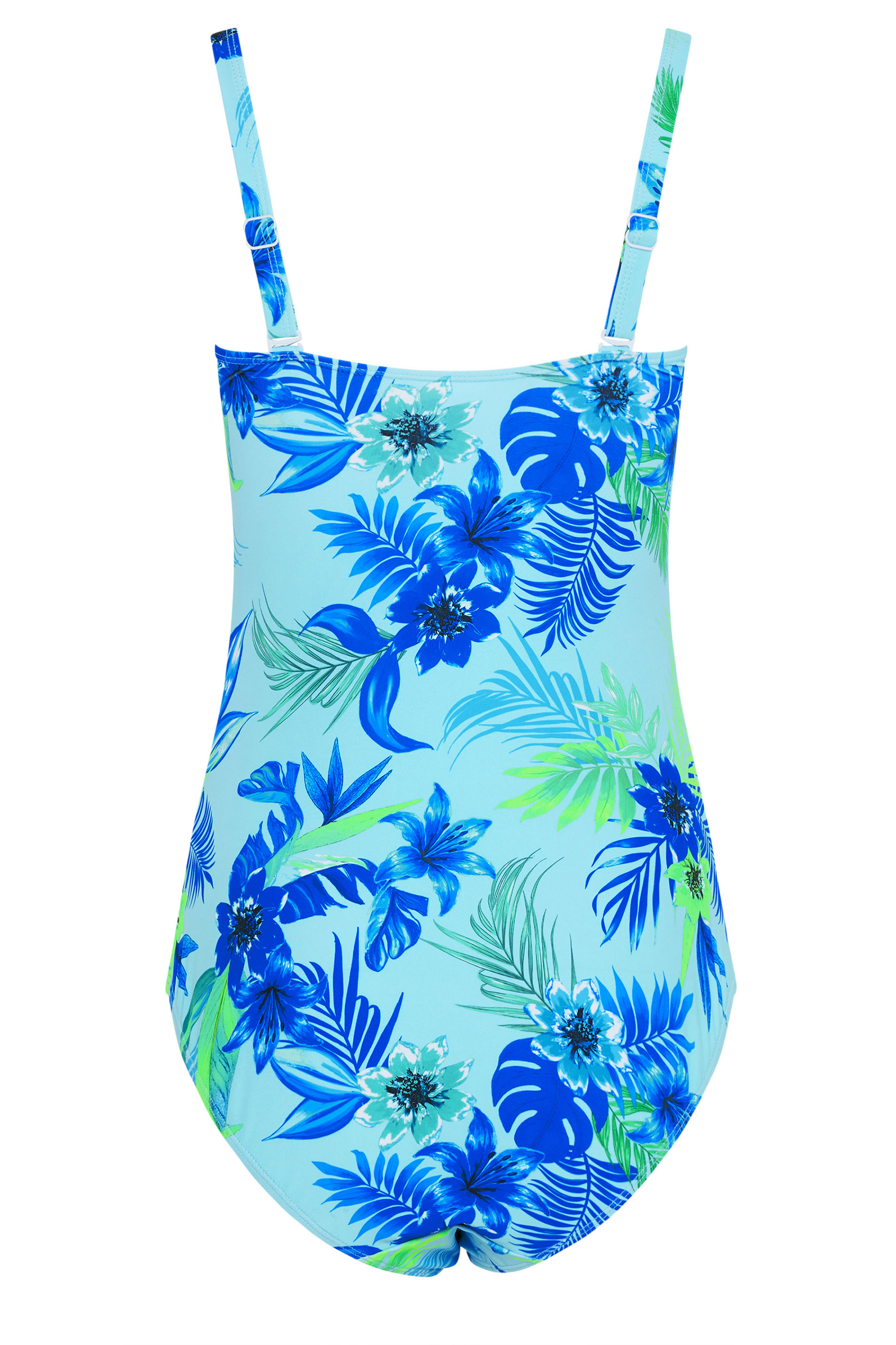 M&Co Blue Floral Print Shirred Swimsuit | M&Co 7