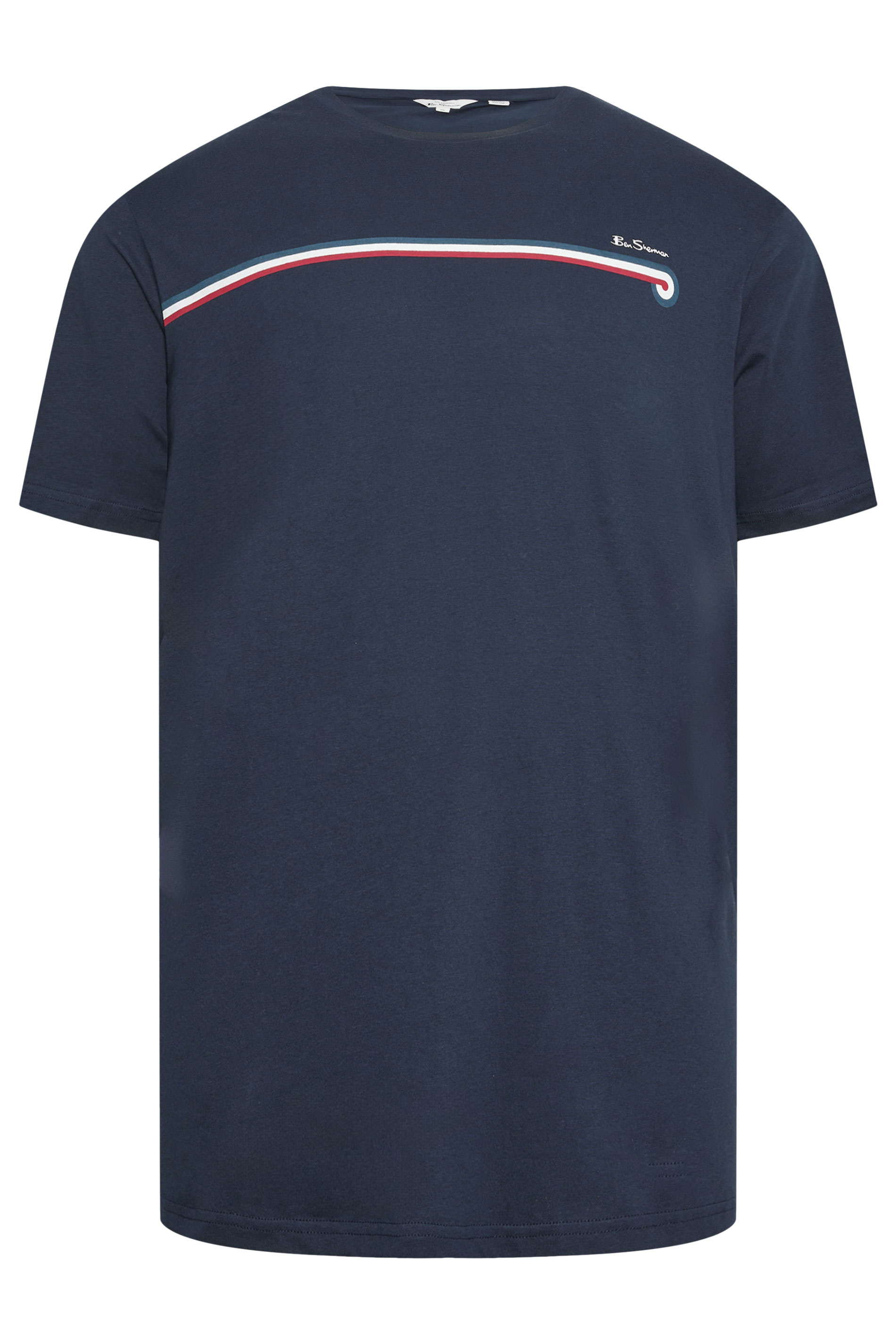 BEN SHERMAN Big & Tall Navy Blue Core Stripe T-Shirt | BadRhino 2
