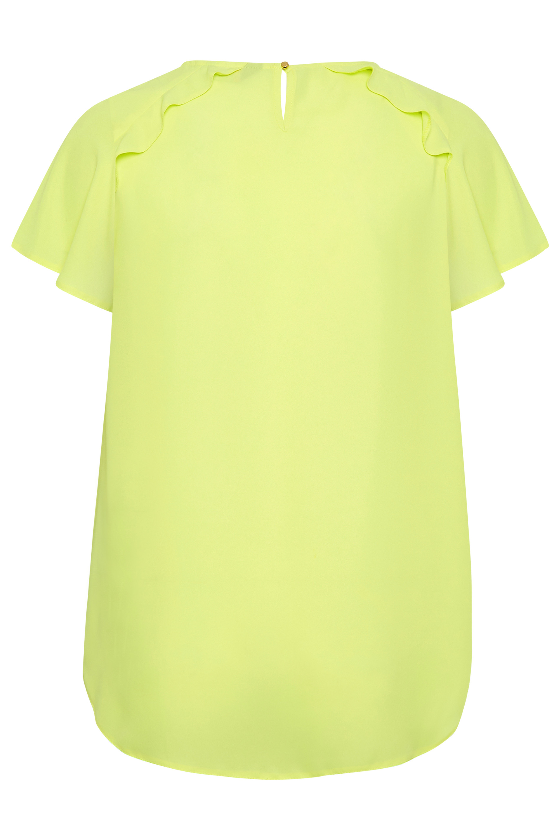 YOURS Plus Size Curve Yellow Frill Short Sleeve Blouse | Yours Clothing