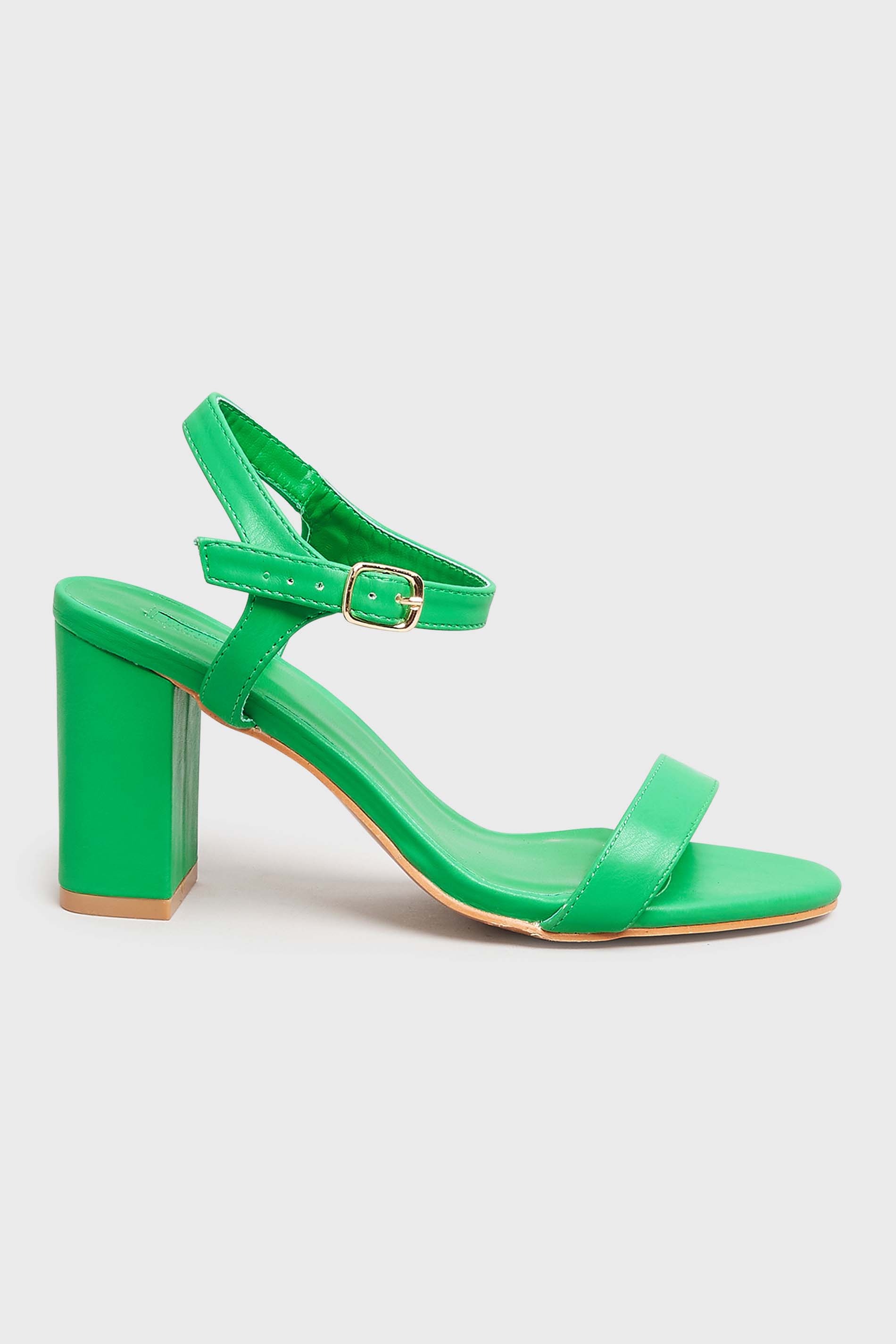 LIMITED COLLECTION Green Block Heel Sandal In Extra Wide EEE Fit | Long ...
