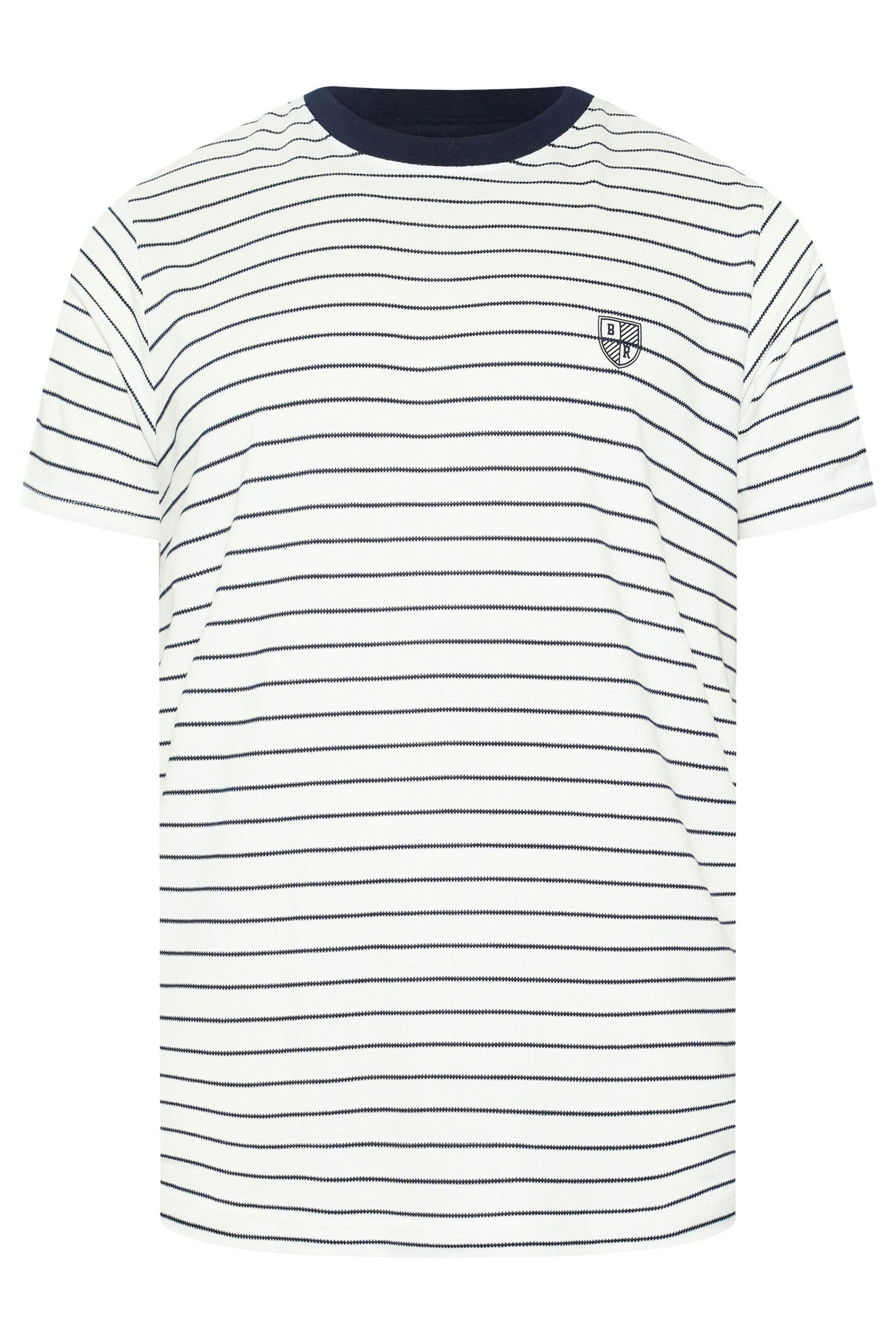 BadRhino Big & Tall Off-White Extra Long Stripe Pique T-Shirt | BadRhino 6