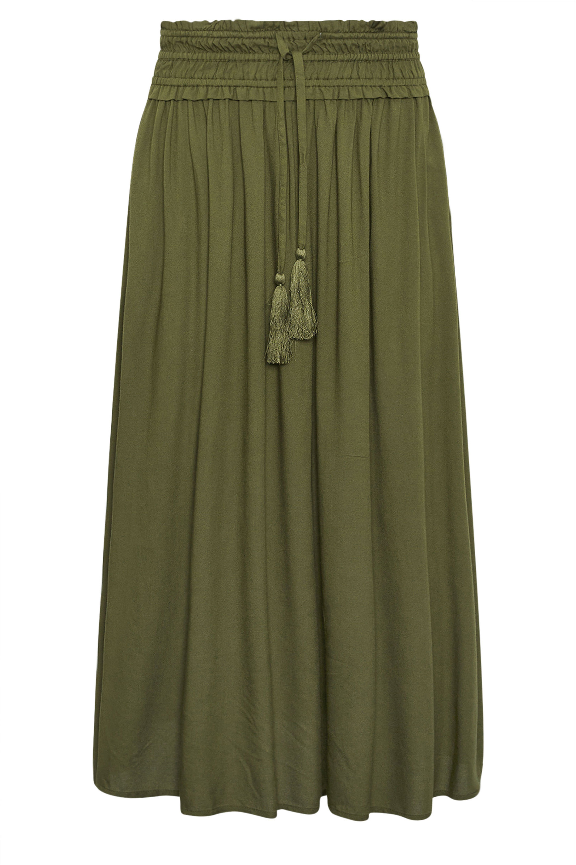 PixieGirl Petite Women's Olive Green Tie Waist Maxi Skirt | PixieGirl 5