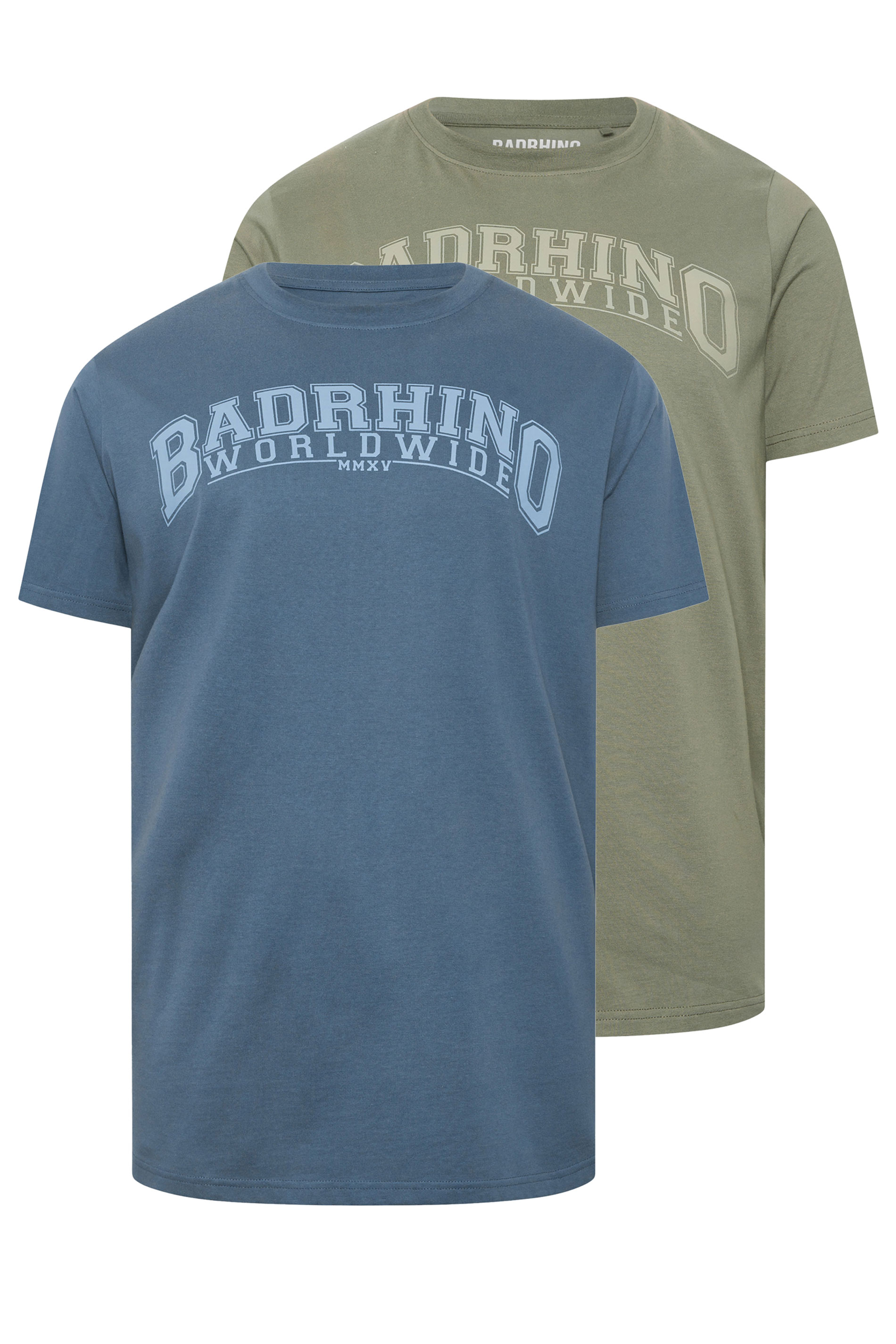 BadRhino Big & Tall 2 PACK Extra Long Blue & Green Worldwide T-Shirts | BadRhino 3
