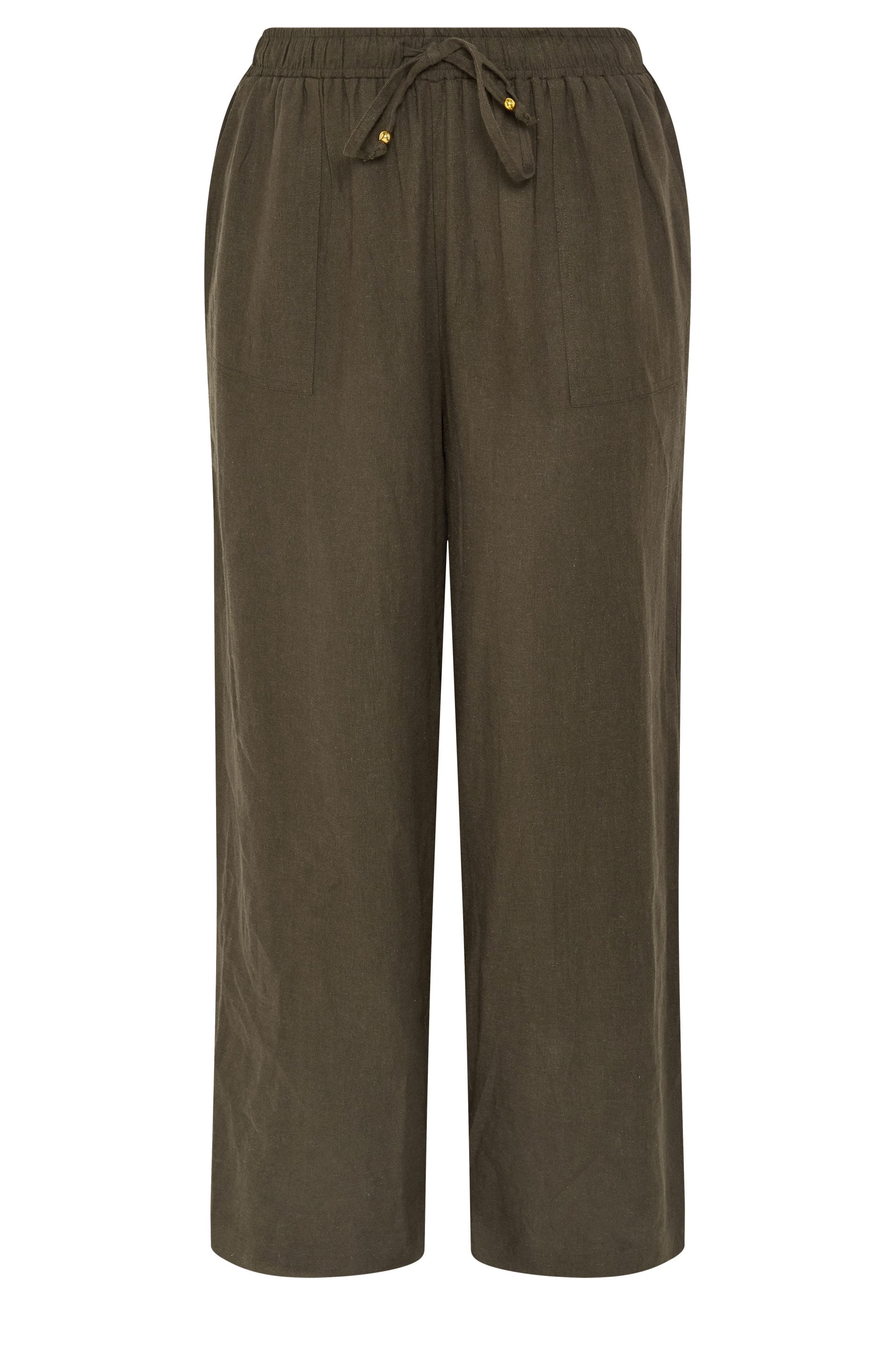 EVANS Plus Size Chocolate Brown Linen Wide Leg Trouser | Evans 5