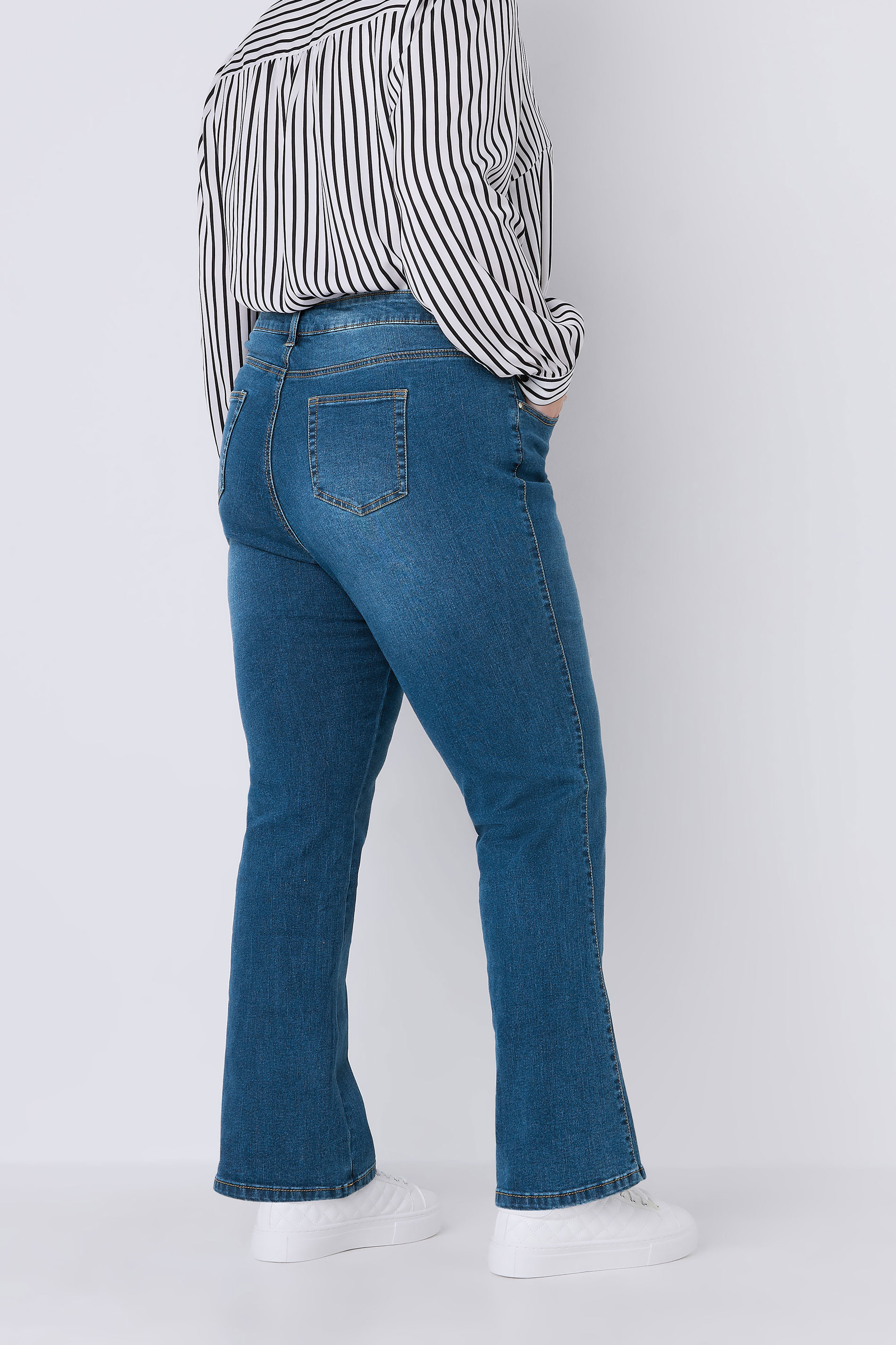 EVANS Plus Size Curve Fit Blue Mid Wash Bootcut Jeans | Evans 3