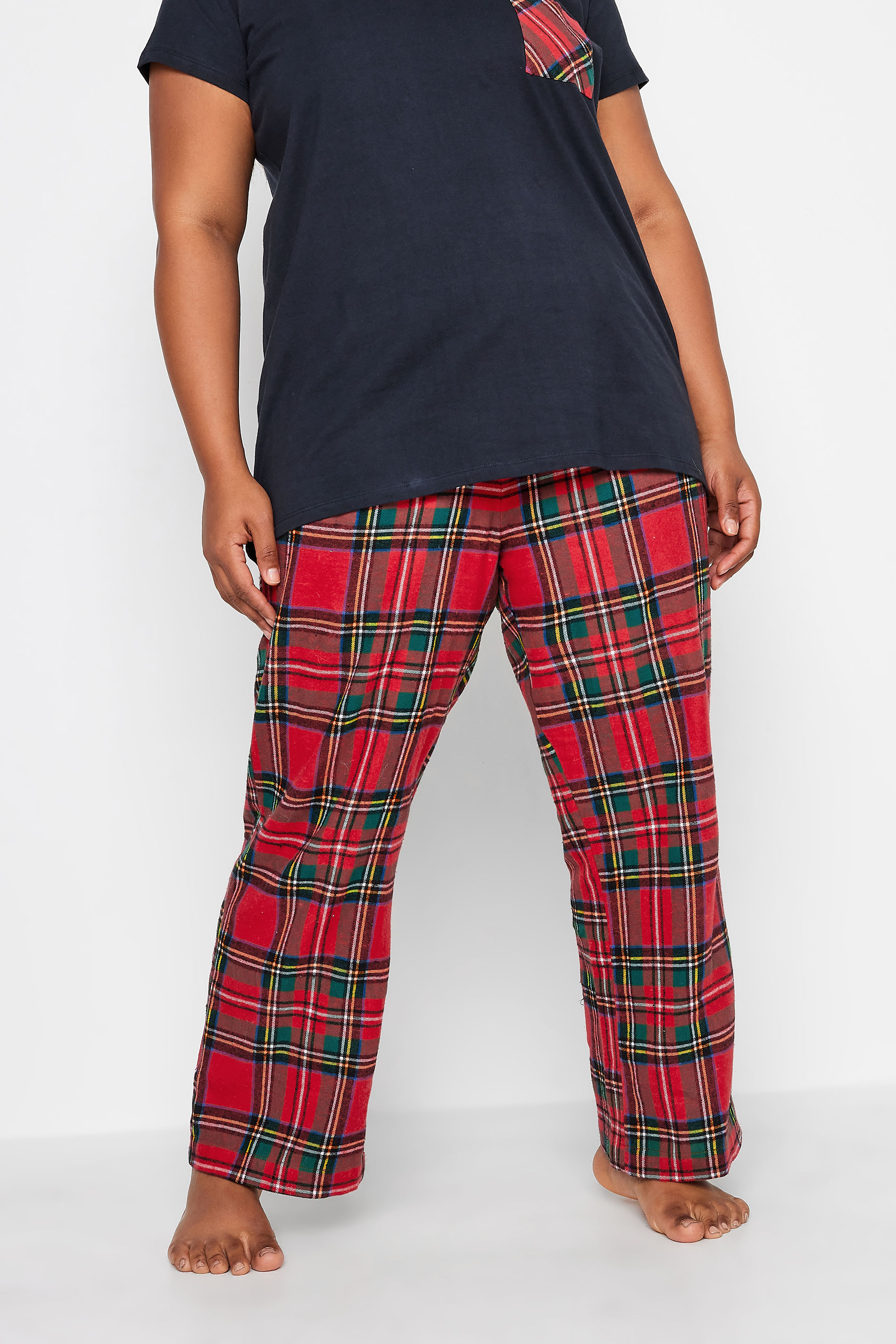 LIMITED COLLECTION Plus Size Red Tartan Check Pyjama Bottoms | Yours Clothing 3