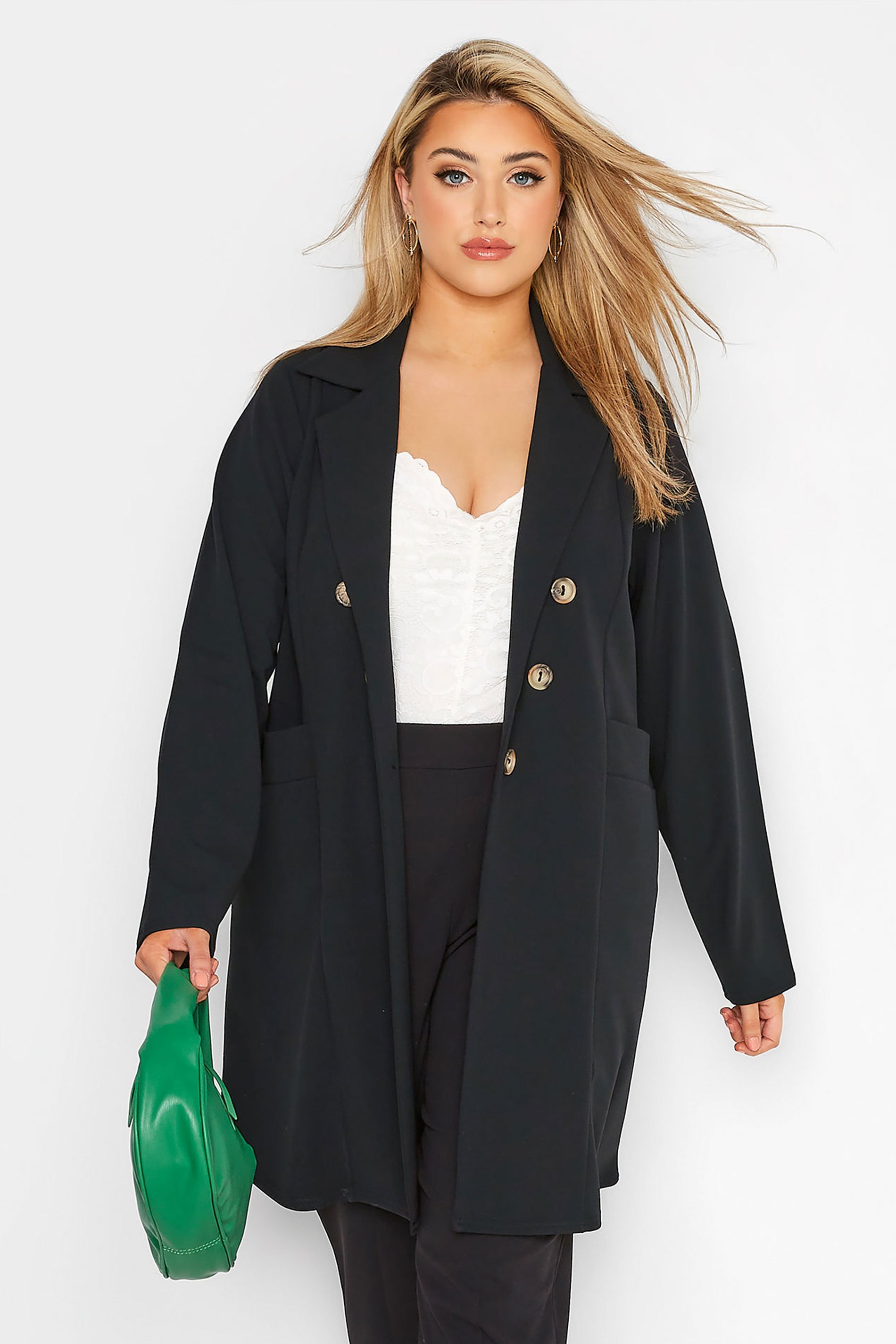 LIMITED COLLECTION Plus Size Black Button Front Blazer | Yours Clothing