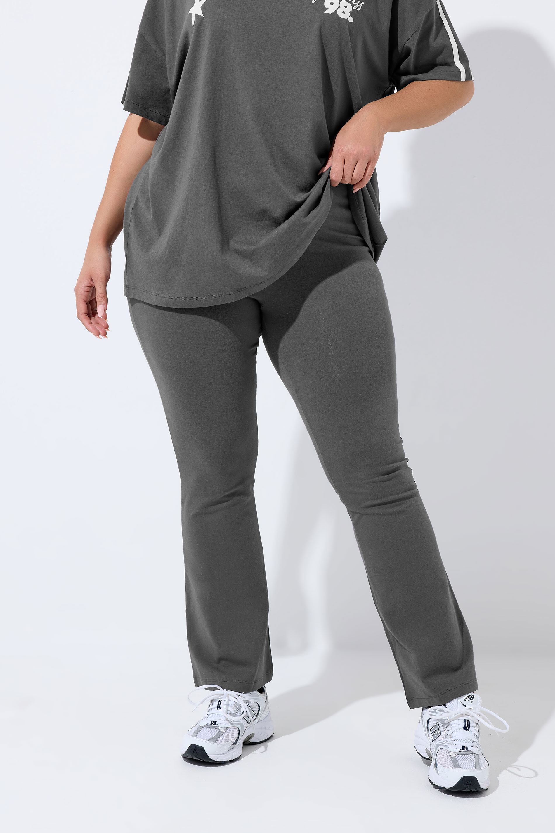 YOURS ACTIVE Plus Size Grey Flared Leggings | Yours Clothing 3