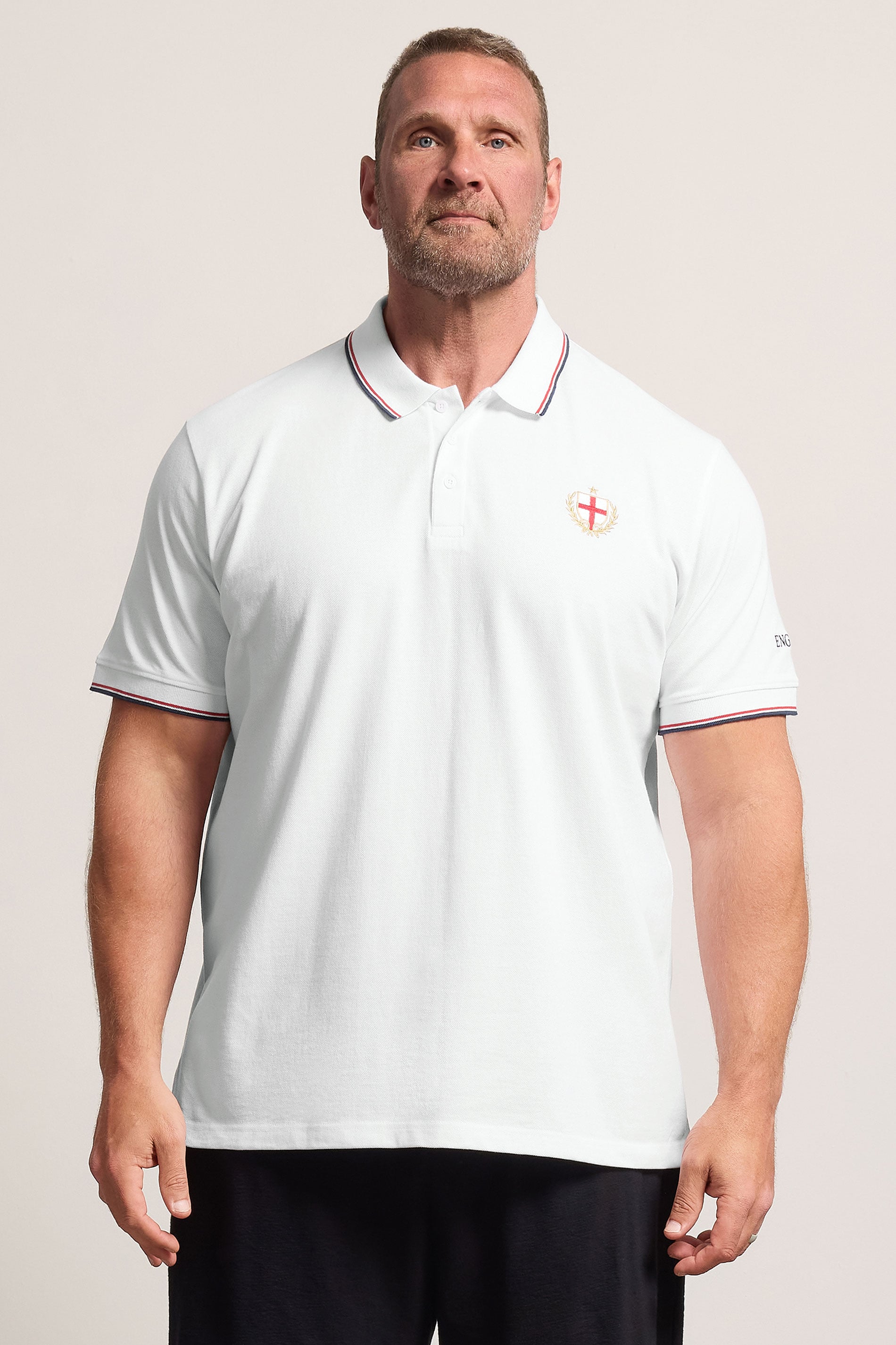 BadRhino Big & Tall White England Embroided Polo Shirt | BadRhino 3
