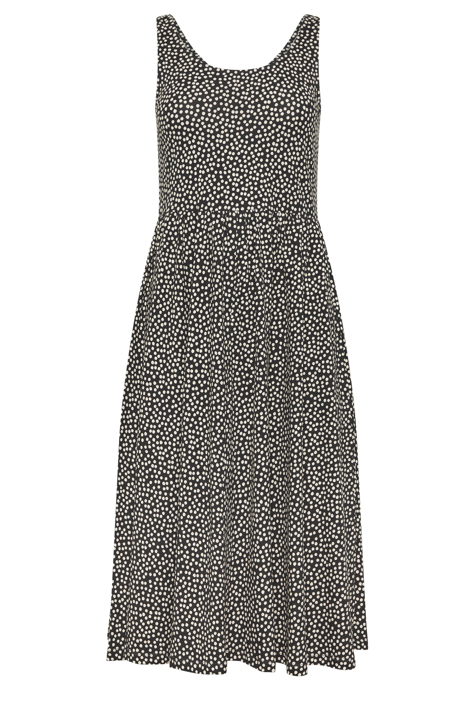 M&Co Petite Black Spot Print Sleeveless Cotton Midi Dress | M&Co 5